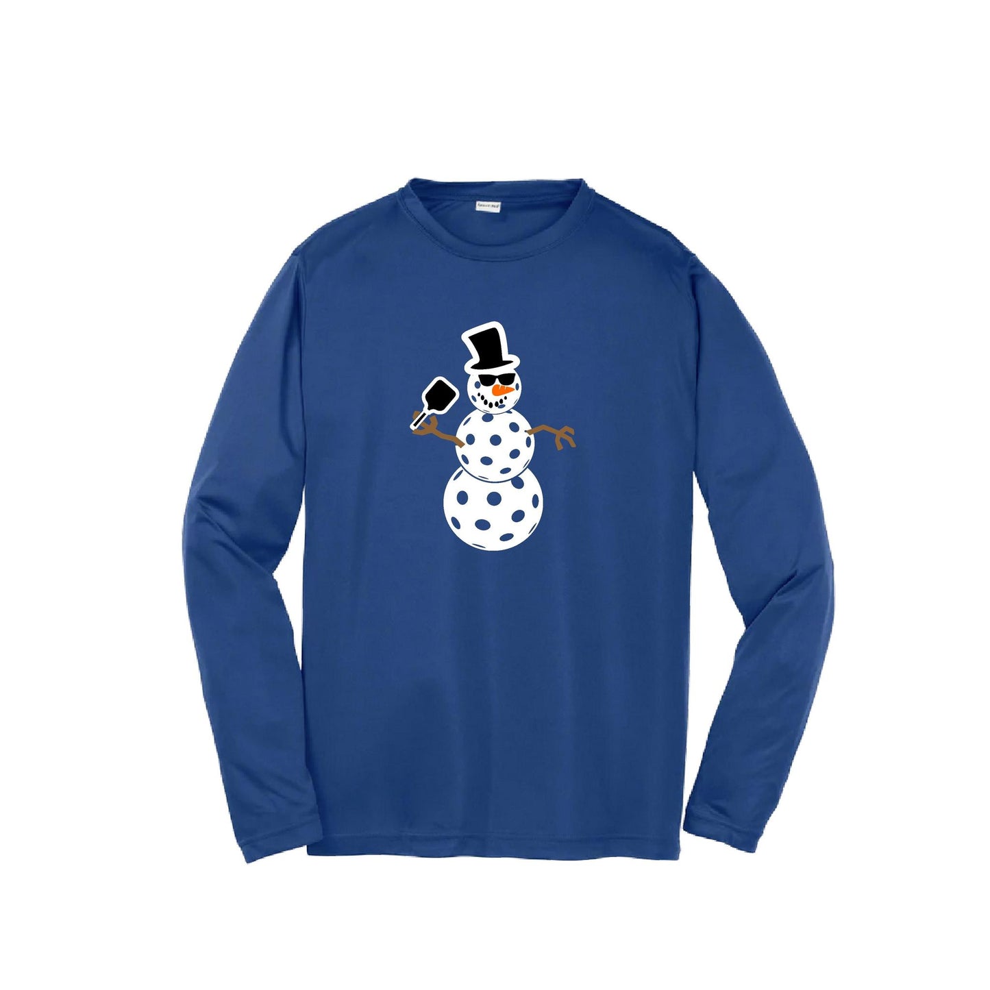 Frosty The Dinking Snowman | Youth Long Sleeve Pickleball Performance T-Shirts | 100% Polyester