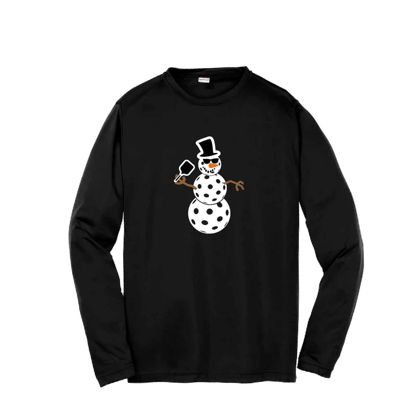Frosty The Dinking Snowman | Youth Long Sleeve Pickleball Performance T-Shirts | 100% Polyester