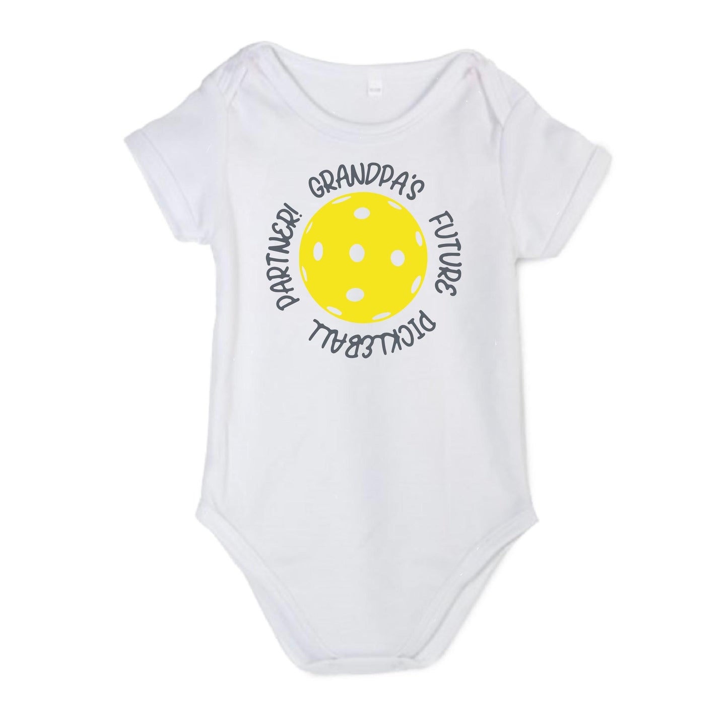 Future Grandma Or Grandpa Pickleball Partner | Infant Short Sleeve Onesie | 100% Cotton