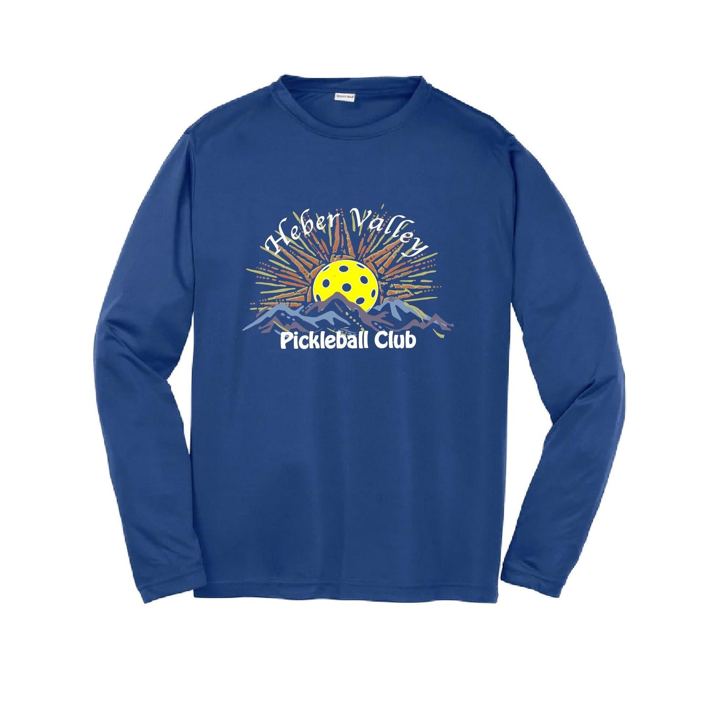 Heber Valley Pickleball Club (Large Design) | Youth Long Sleeve Pickleball Performance T-Shirts | 100% Polyester