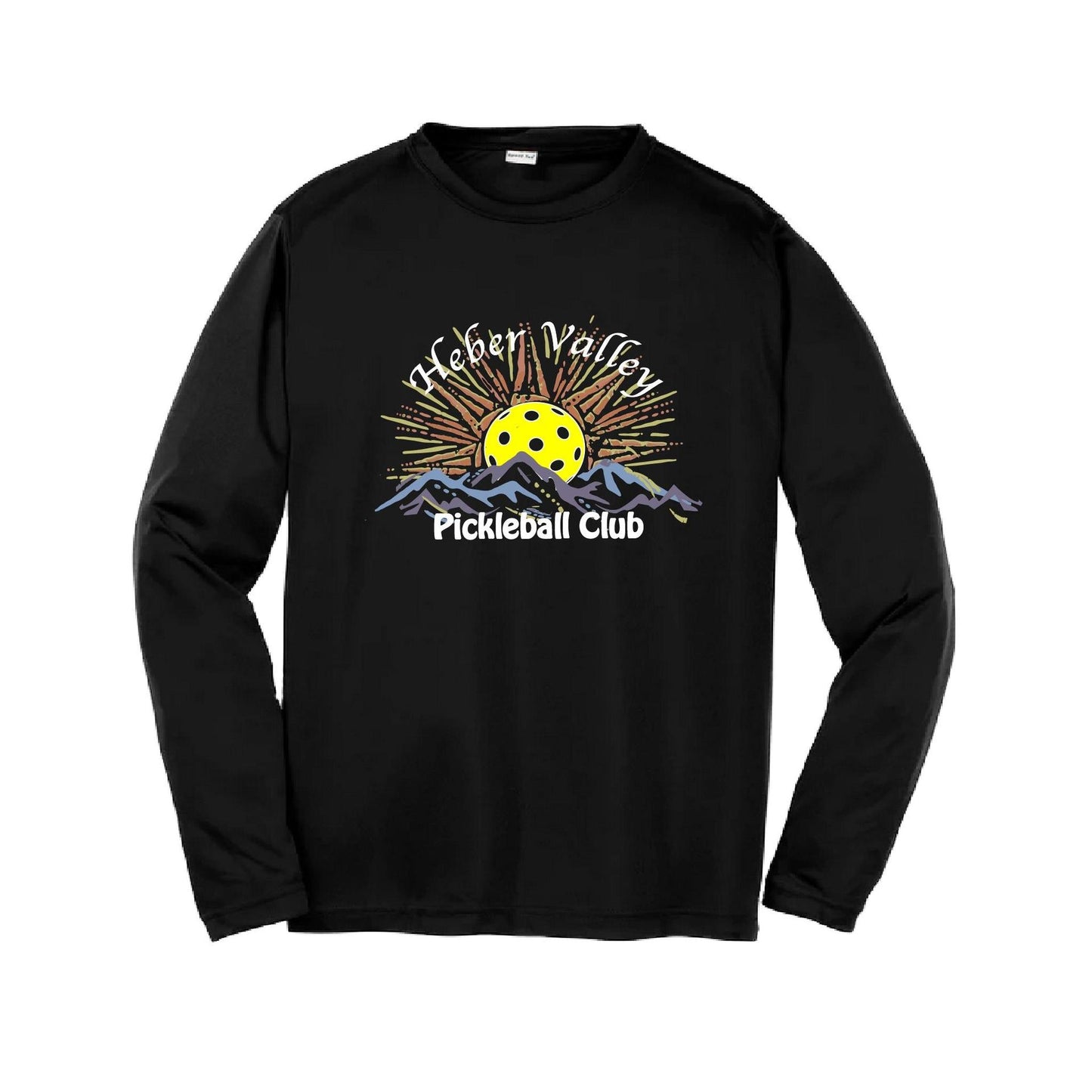 Heber Valley Pickleball Club (Large Design) | Youth Long Sleeve Pickleball Performance T-Shirts | 100% Polyester