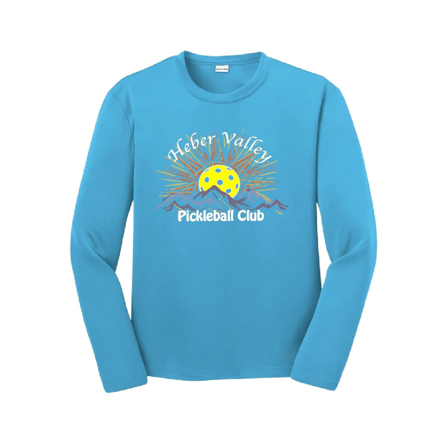 Heber Valley Pickleball Club (Large Design) | Youth Long Sleeve Pickleball Performance T-Shirts | 100% Polyester