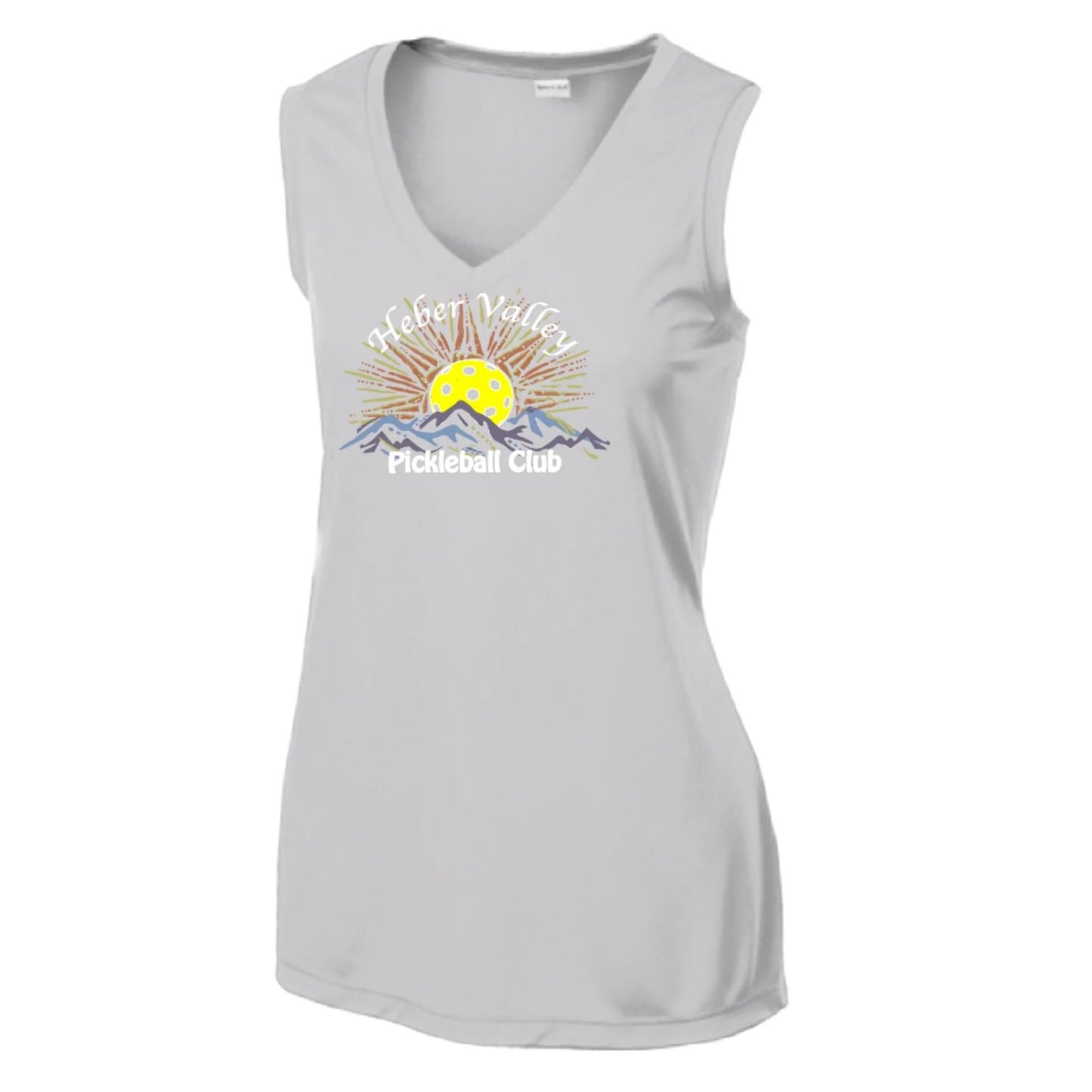 Heber Valley Pickleball Club (Large) | Women’s Sleeveless Athletic Performance T-Shirt | 100% Polyester