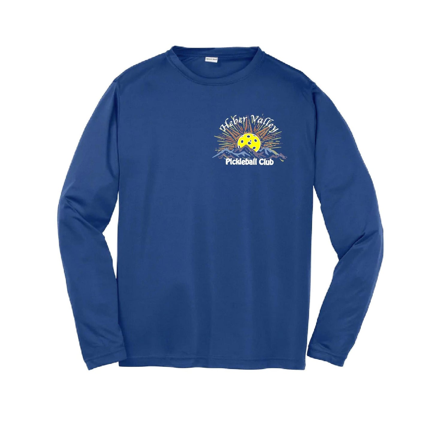 Heber Valley Pickleball Club (Small Design) | Youth Long Sleeve Pickleball Performance T-Shirts | 100% Polyester