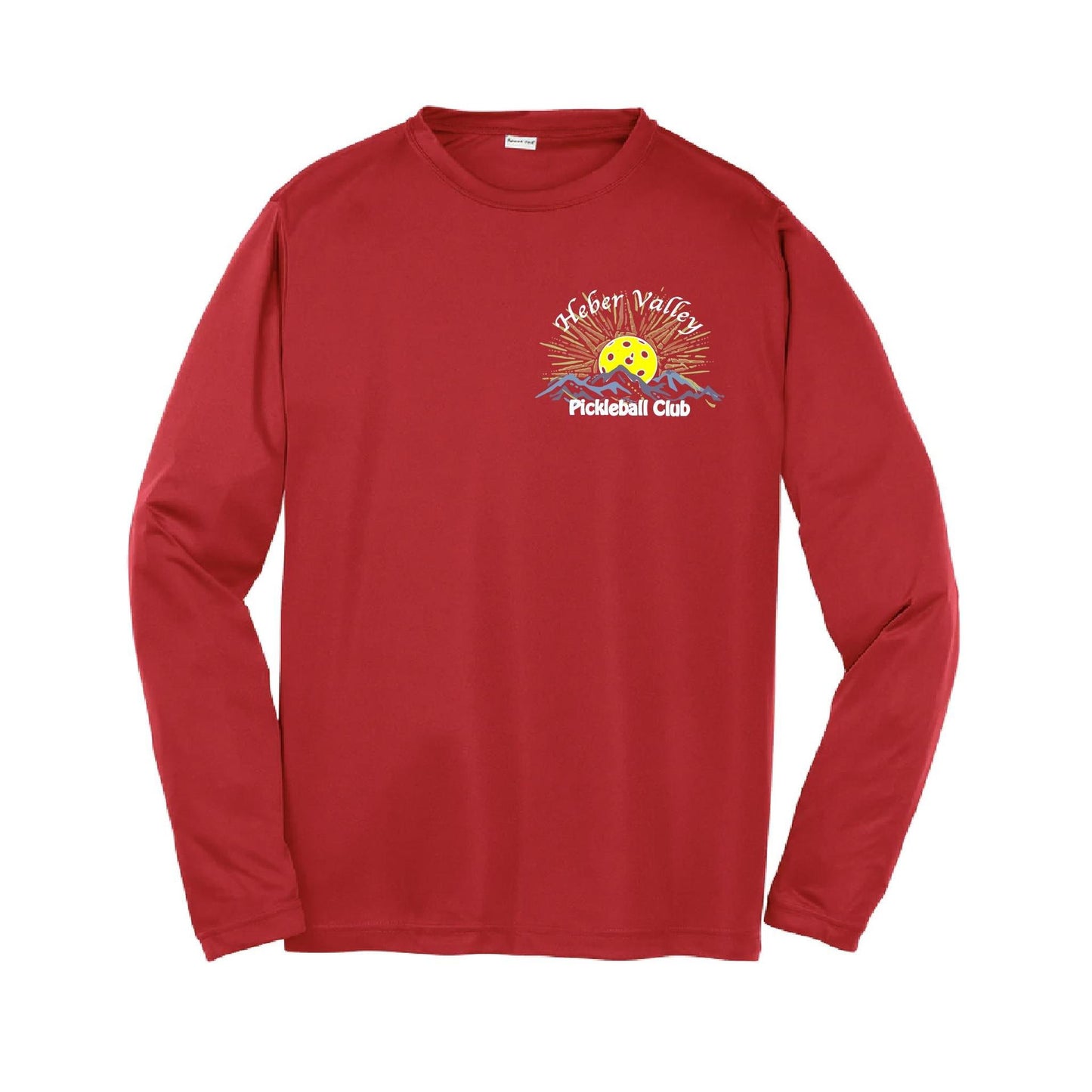 Heber Valley Pickleball Club (Small Design) | Youth Long Sleeve Pickleball Performance T-Shirts | 100% Polyester