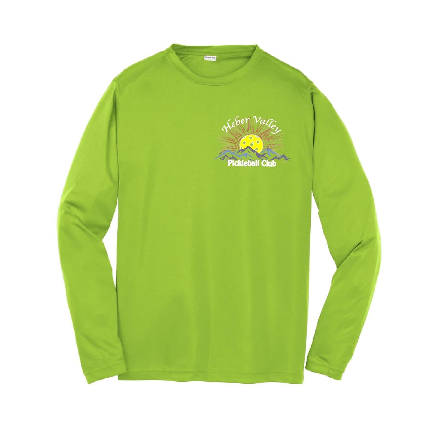 Heber Valley Pickleball Club (Small Design) | Youth Long Sleeve Pickleball Performance T-Shirts | 100% Polyester
