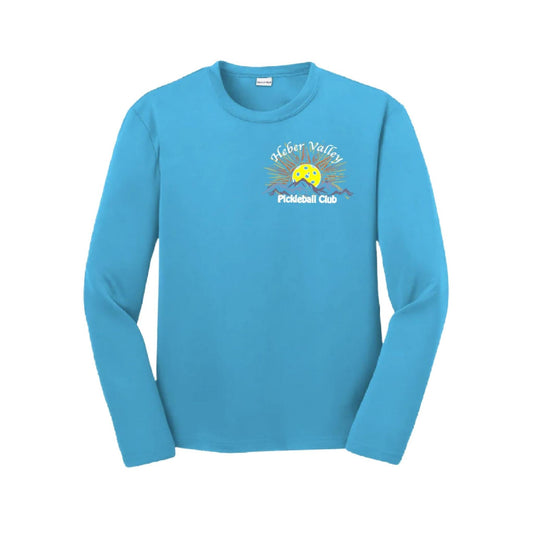 Heber Valley Pickleball Club (Small Design) | Youth Long Sleeve Pickleball Performance T-Shirts | 100% Polyester