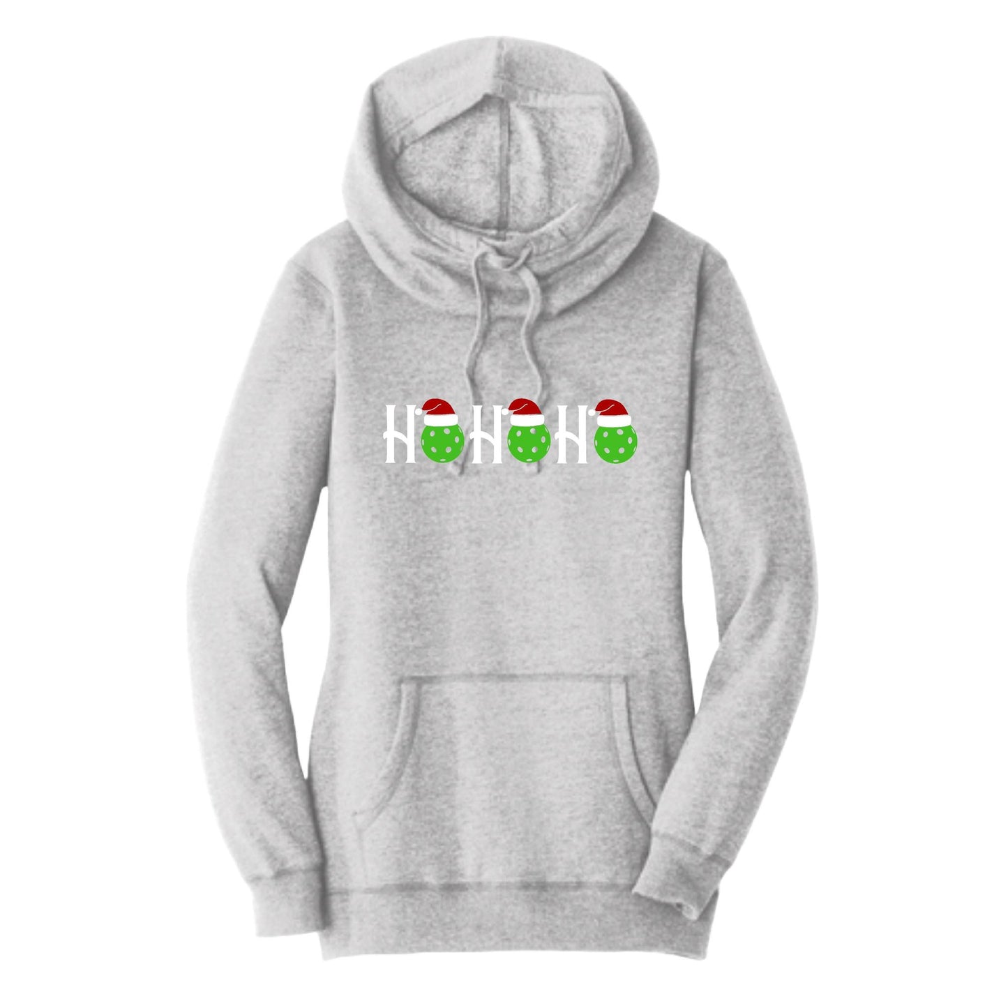 Ho Ho Ho | Women’s Cowl-Neck Hoodie Pickleball Sweatshirt | 55% Cotton 45% Poly Fleece