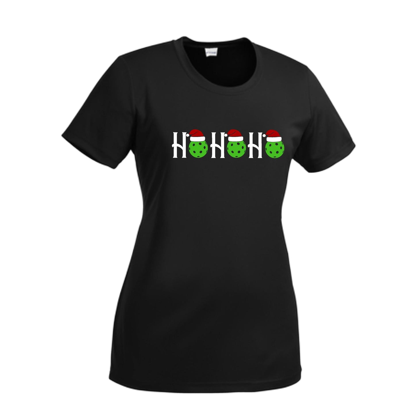 Ho Ho Ho | Women’s Short Sleeve Crewneck Pickleball Performance T-Shirts | 100% Polyester