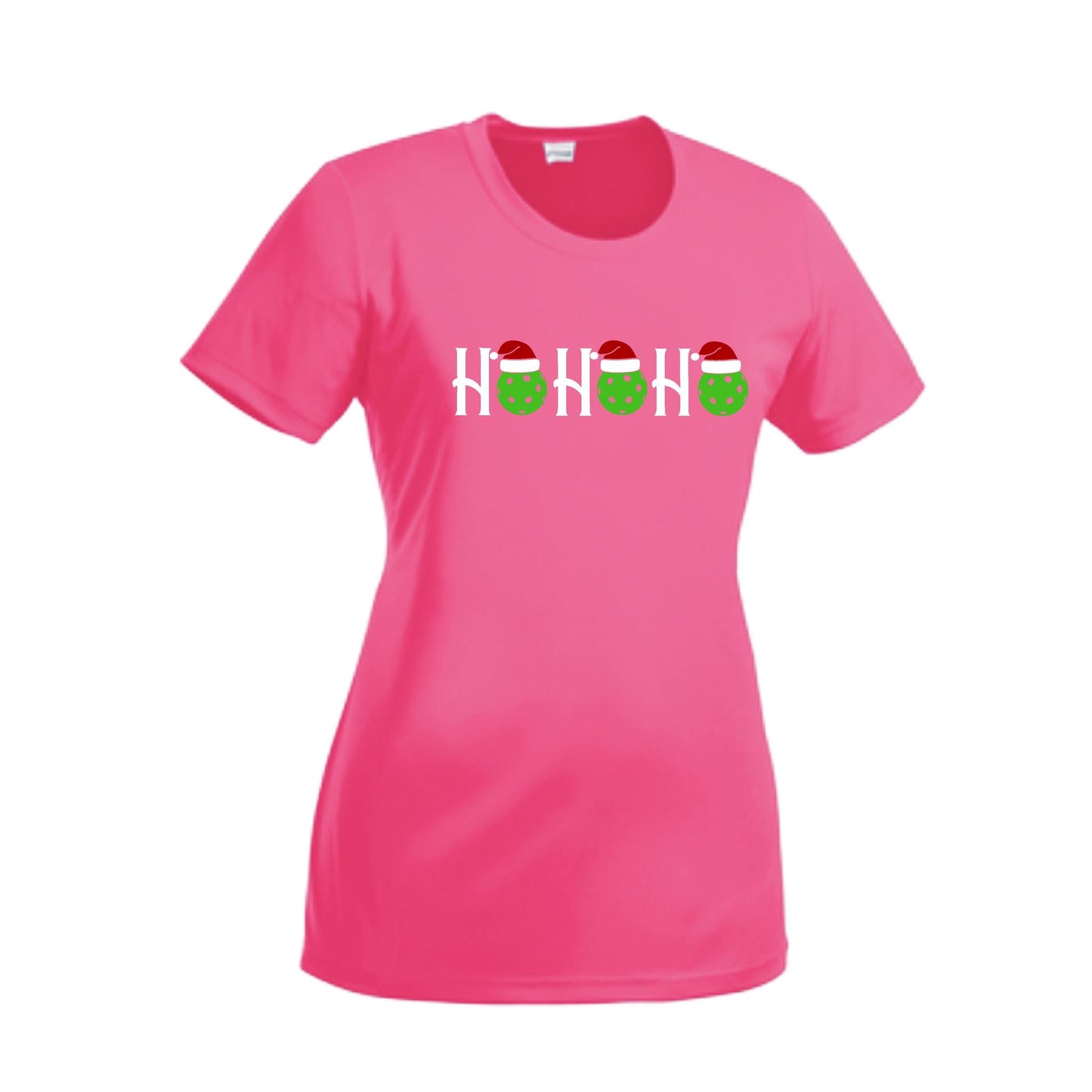 Ho Ho Ho | Women’s Short Sleeve Crewneck Pickleball Performance T-Shirts | 100% Polyester