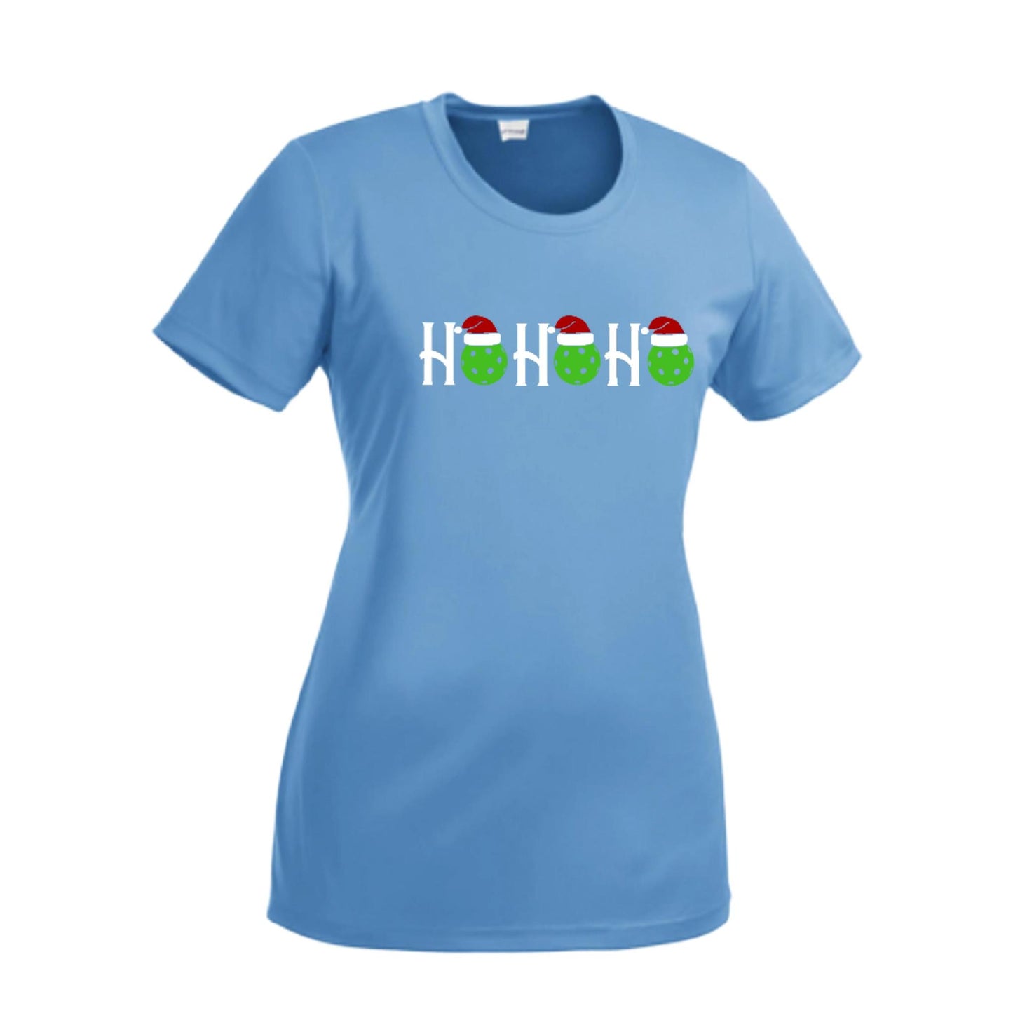 Ho Ho Ho | Women’s Short Sleeve Crewneck Pickleball Performance T-Shirts | 100% Polyester