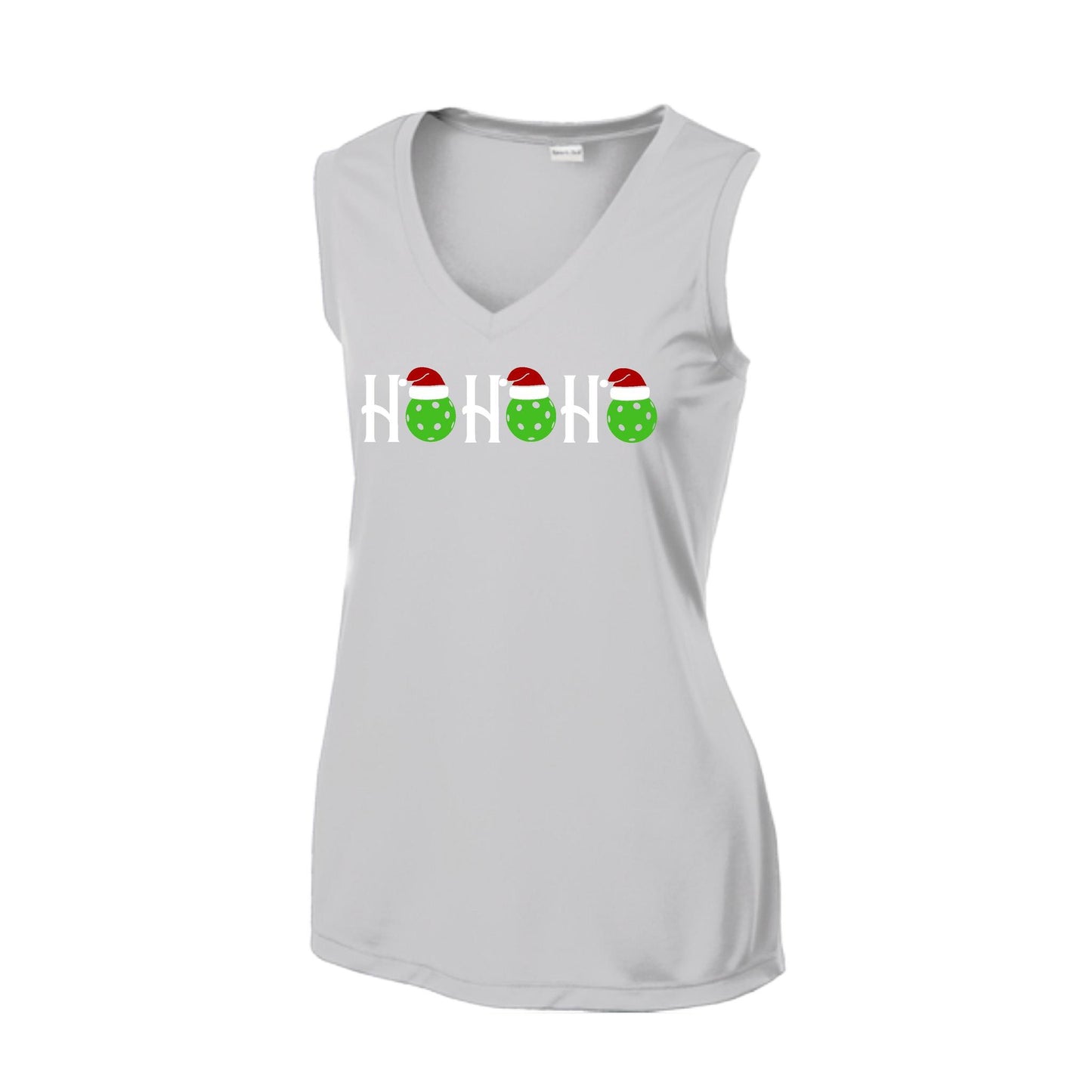 Ho Ho Ho | Women’s Sleeveless Pickleball Performance T-Shirt | 100% Polyester