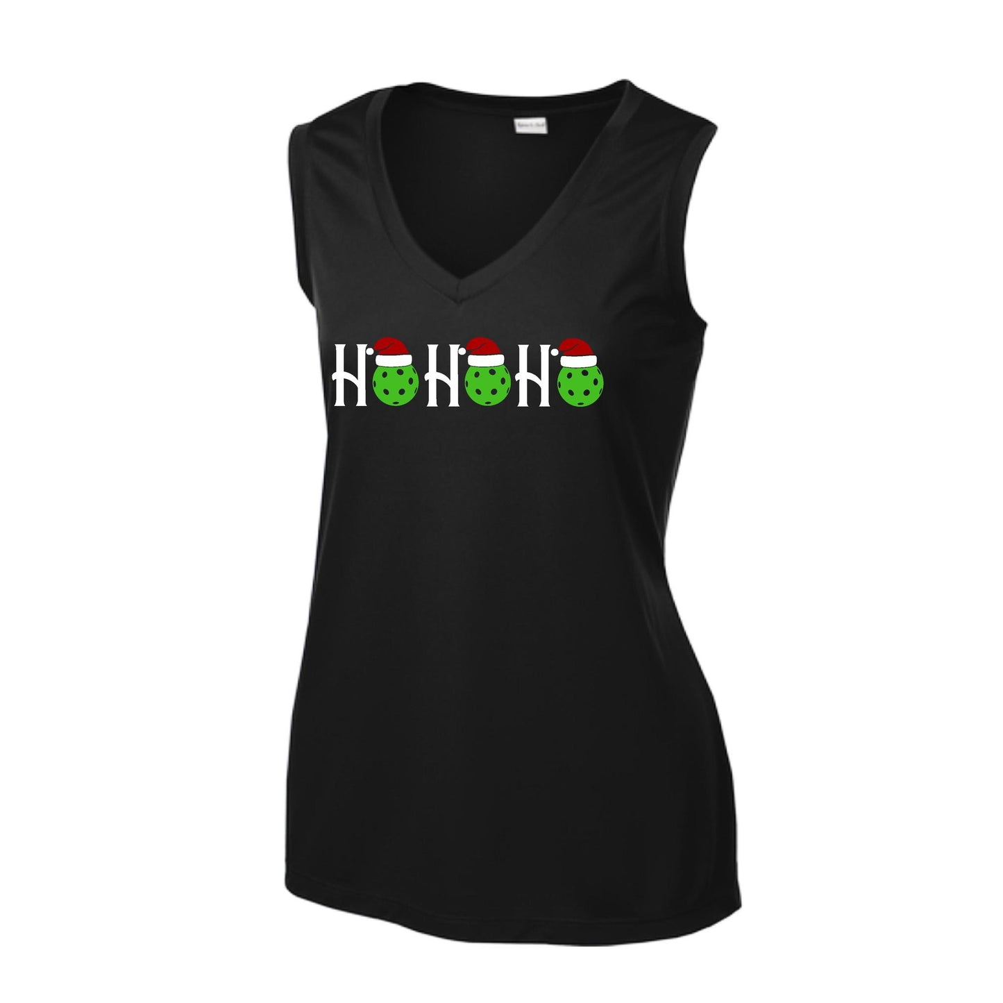 Ho Ho Ho | Women’s Sleeveless Pickleball Performance T-Shirt | 100% Polyester
