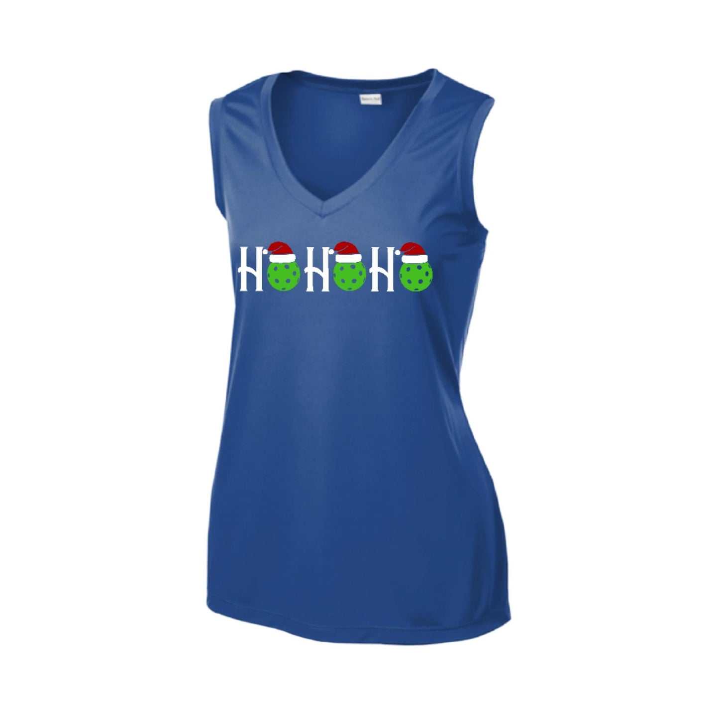 Ho Ho Ho | Women’s Sleeveless Pickleball Performance T-Shirt | 100% Polyester