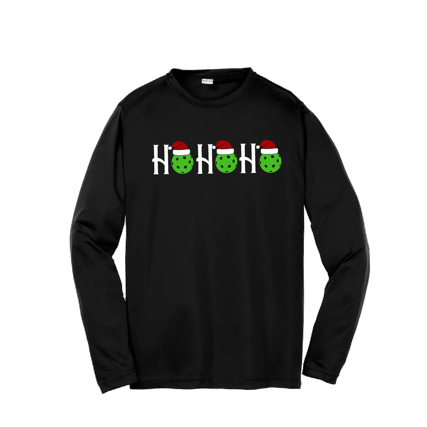 Ho Ho Ho | Youth Long Sleeve Pickleball Performance T-Shirts | 100% Polyester