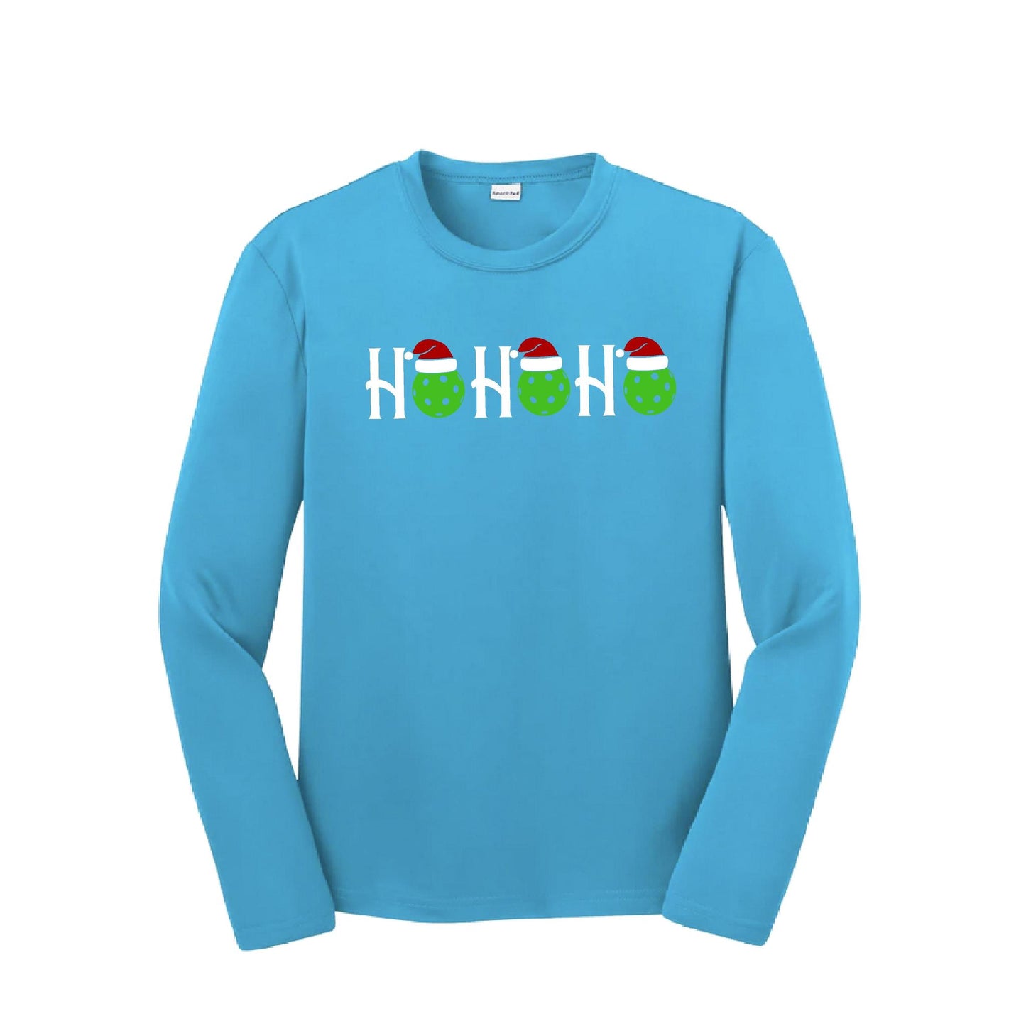 Ho Ho Ho | Youth Long Sleeve Pickleball Performance T-Shirts | 100% Polyester