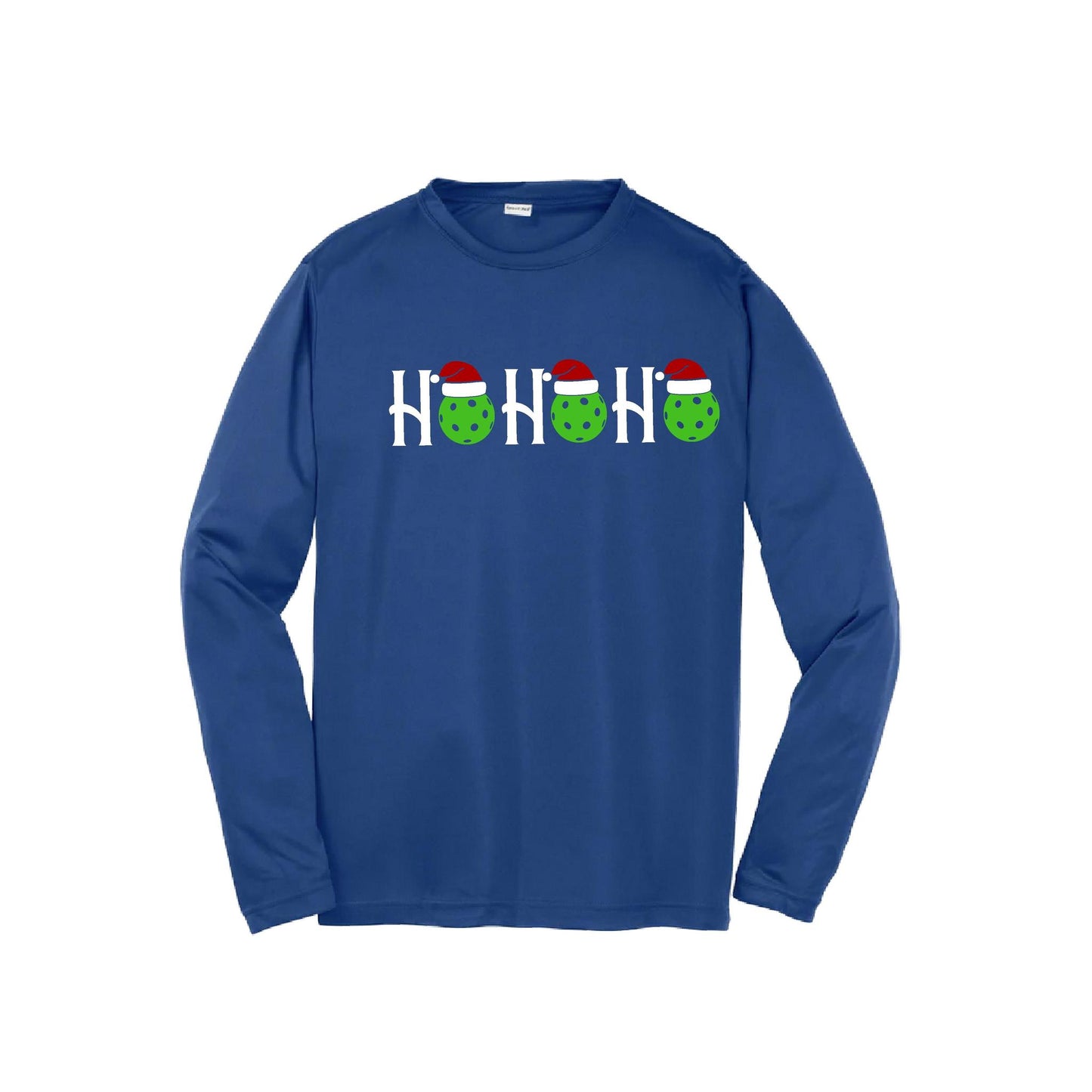 Ho Ho Ho | Youth Long Sleeve Pickleball Performance T-Shirts | 100% Polyester