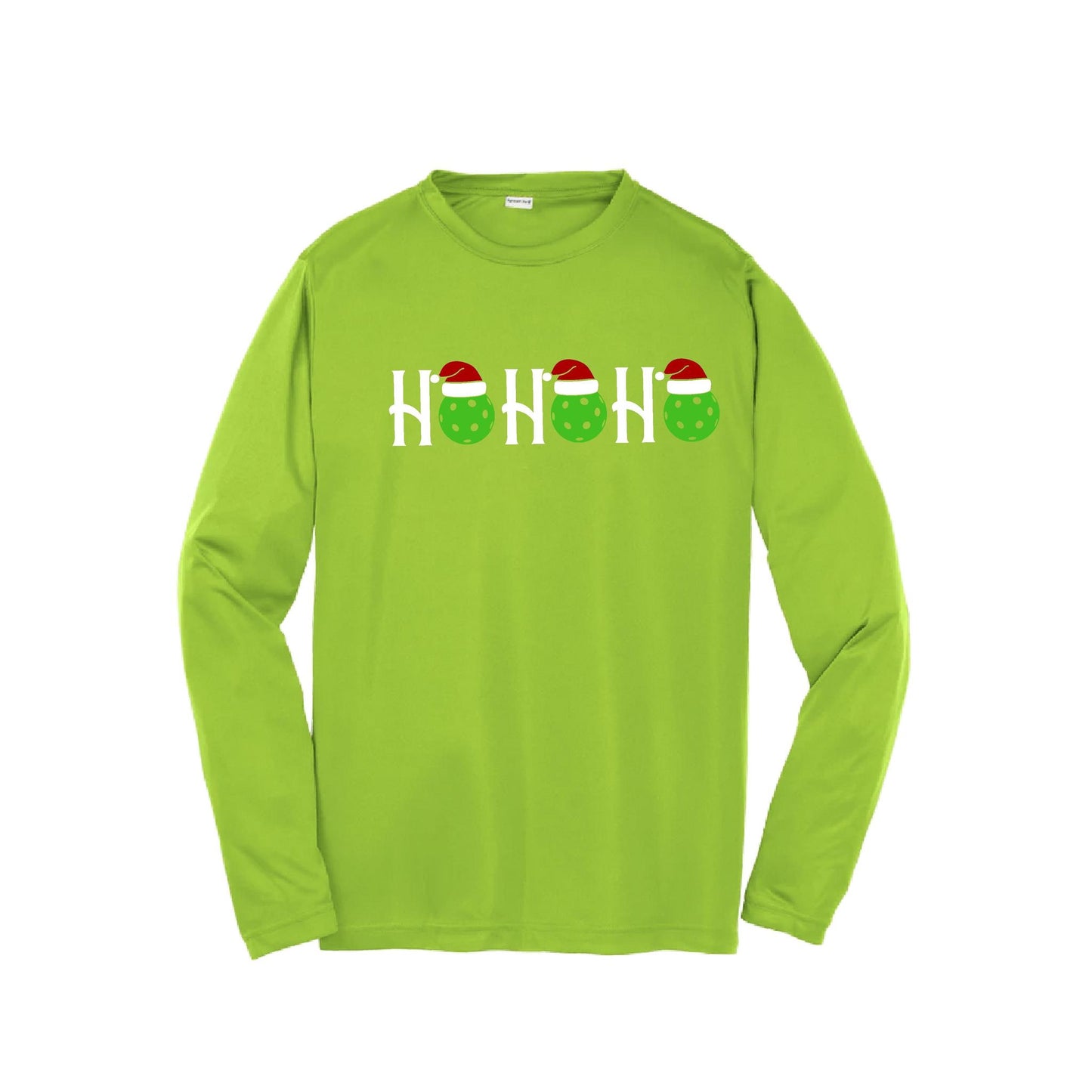 Ho Ho Ho | Youth Long Sleeve Pickleball Performance T-Shirts | 100% Polyester