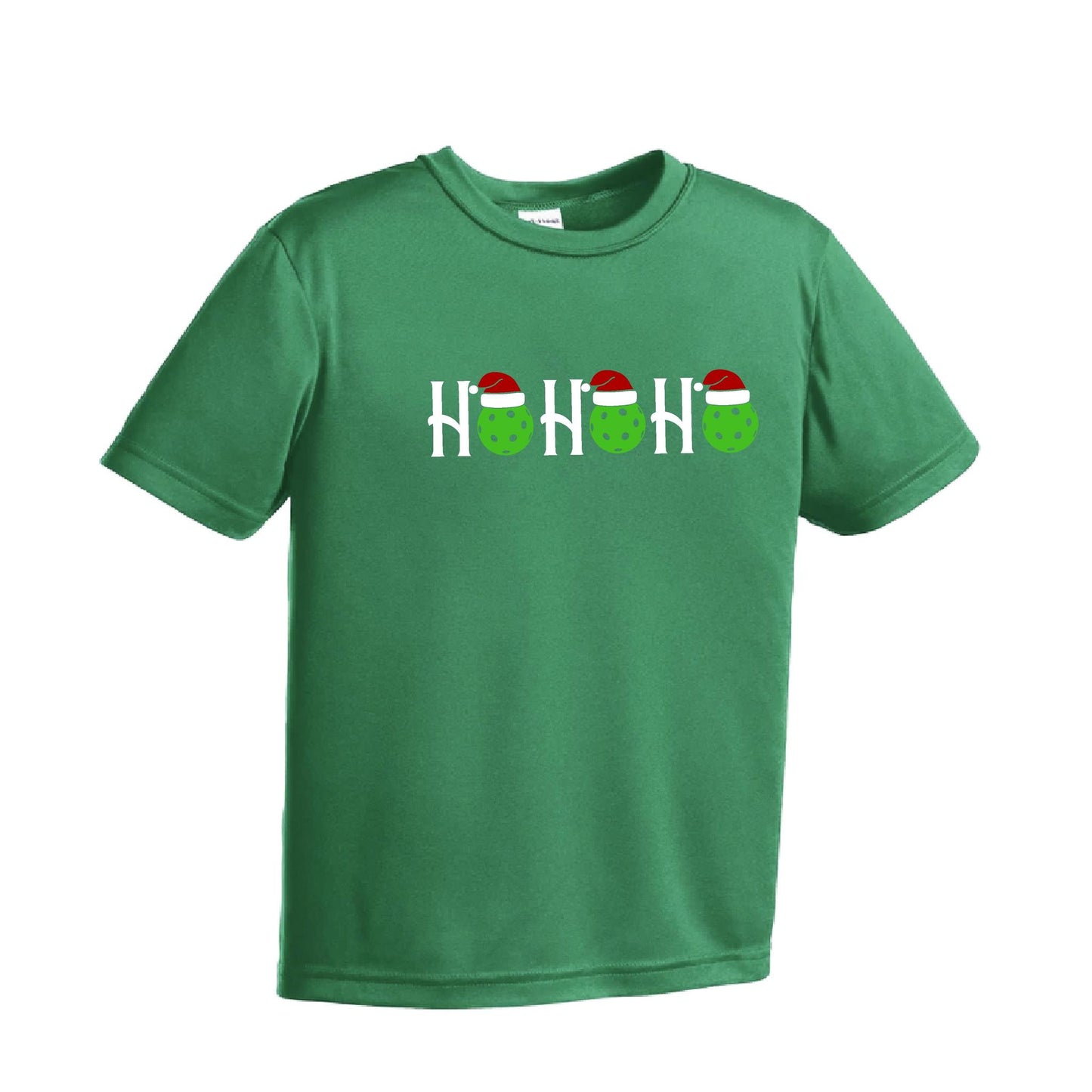 Ho Ho Ho | Youth Short Sleeve Pickleball Performance T-Shirts | 100% Polyester