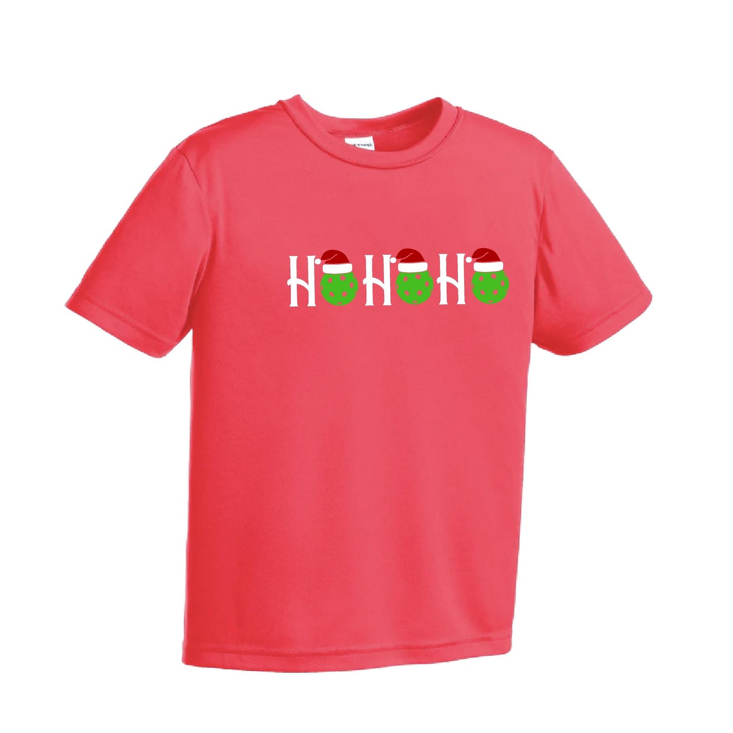 Ho Ho Ho | Youth Short Sleeve Pickleball Performance T-Shirts | 100% Polyester