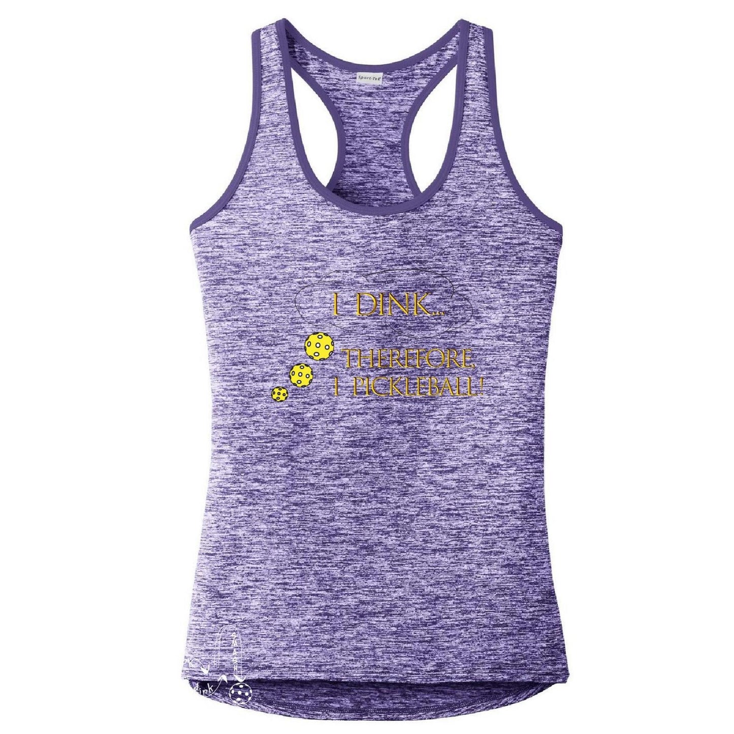 I Dink Therefore I Pickleball | Clearance Women's Racerback Pickleball Tank | 100% Polyester