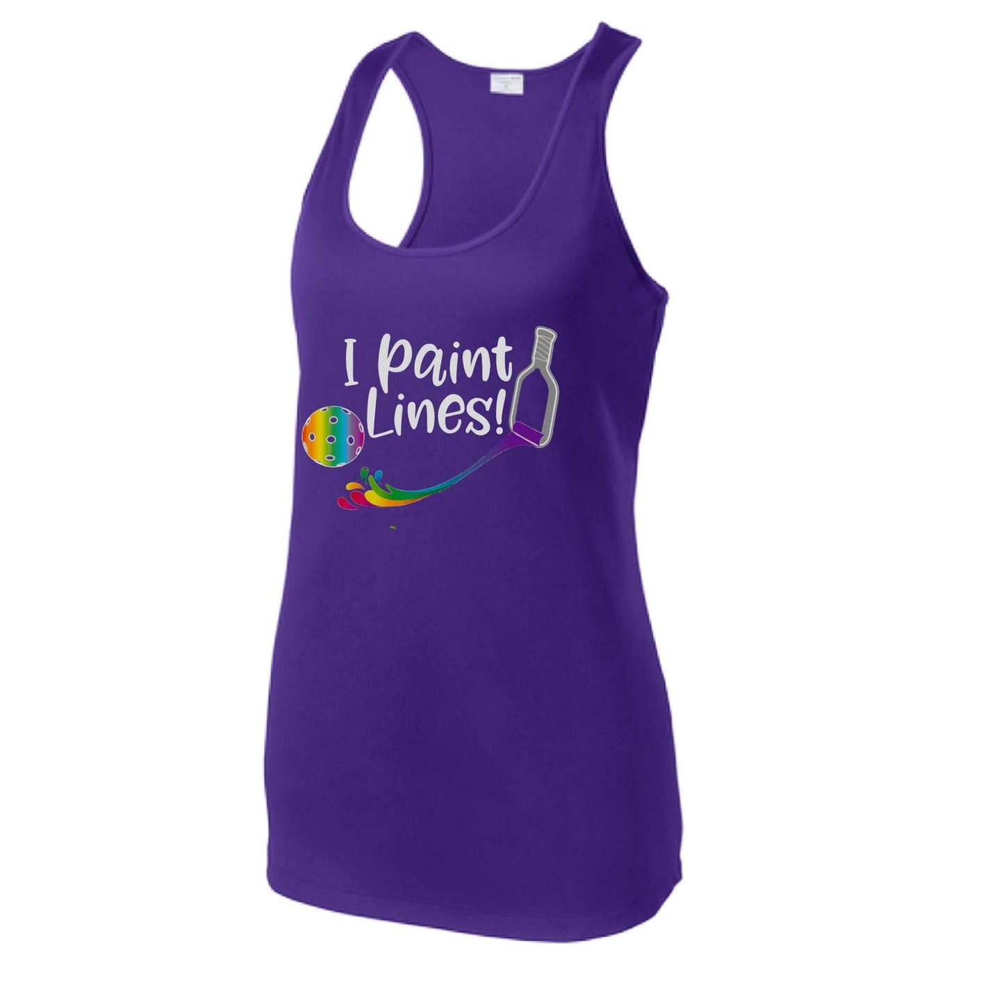 I Paint Pickleball Lines | Women's Racerback Pickleball Tank | 100% Polyester