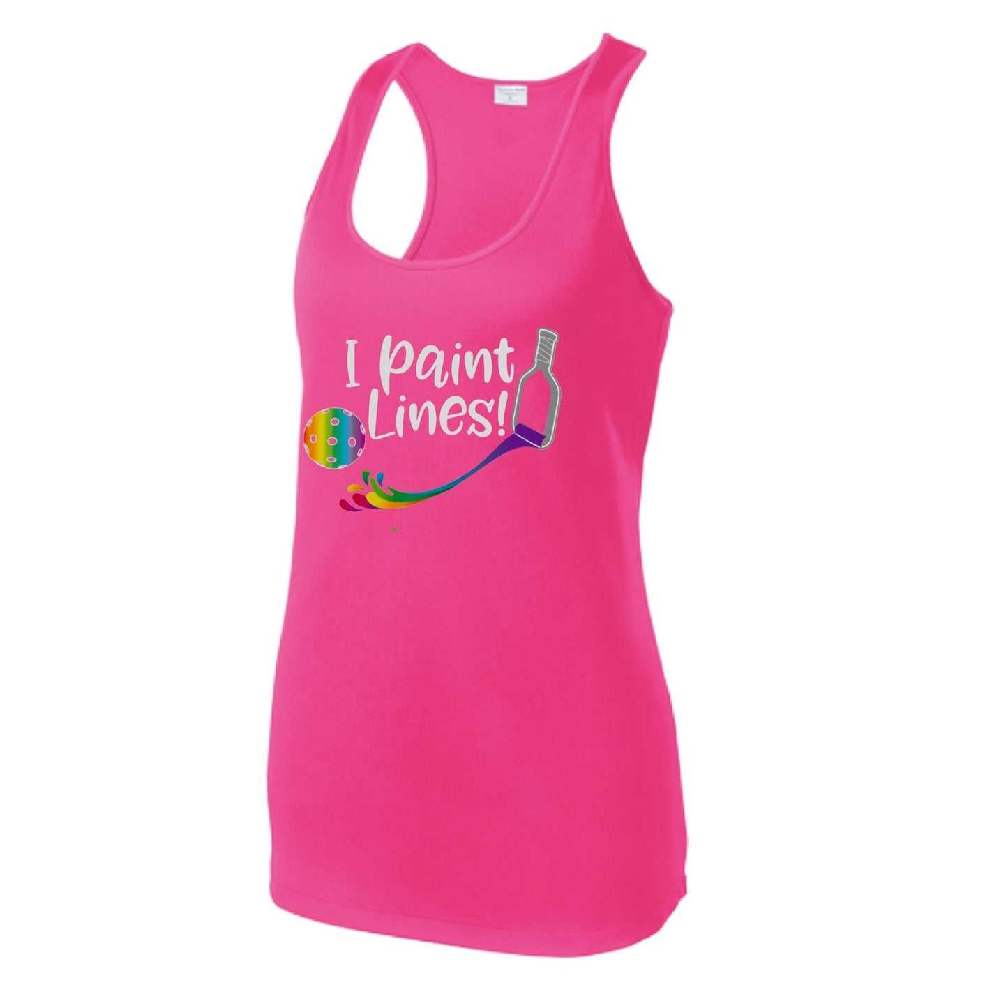 I Paint Pickleball Lines | Women's Racerback Pickleball Tank | 100% Polyester