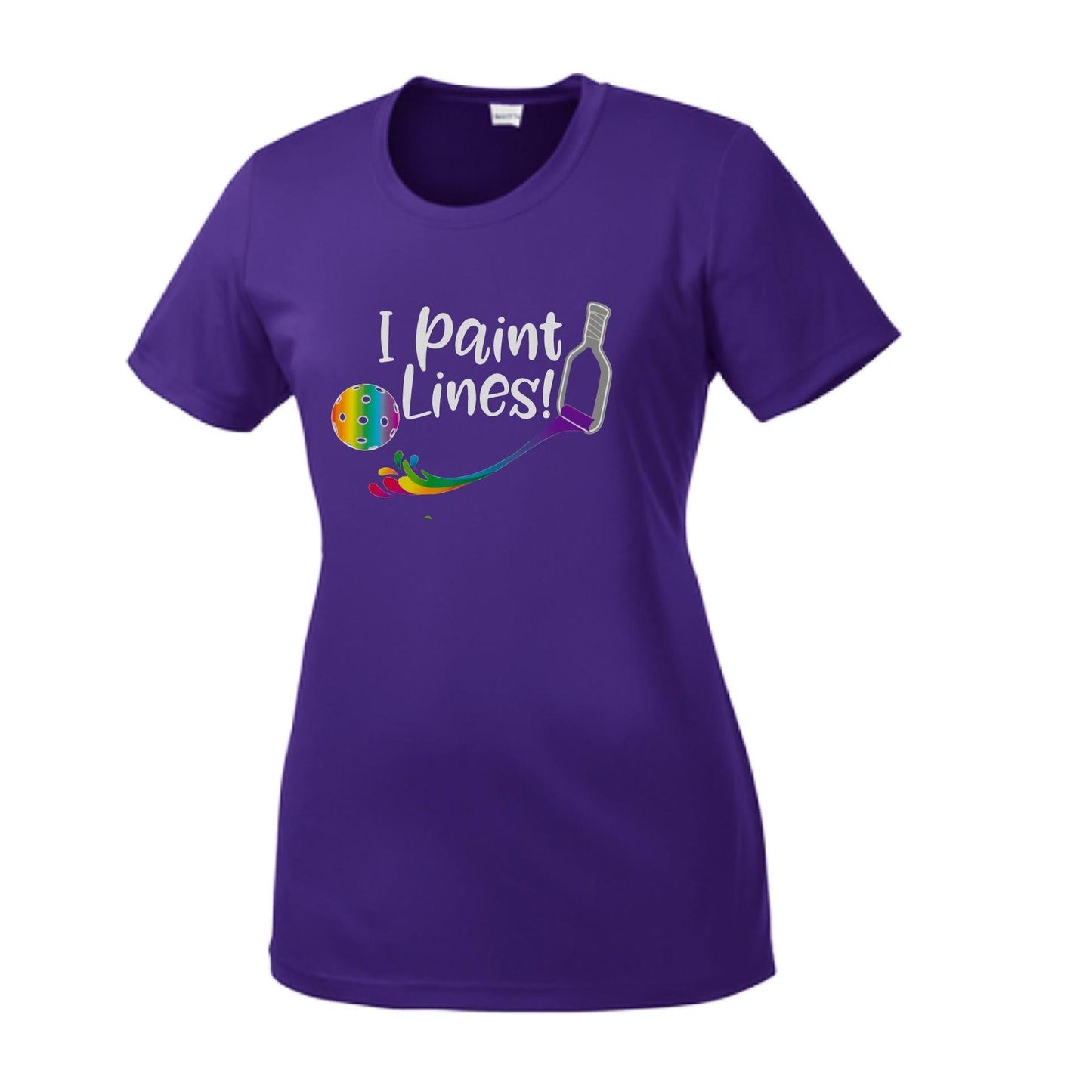 I Paint Pickleball Lines | Women’s Short Sleeve Crewneck Pickleball Performance T-Shirts | 100% Polyester