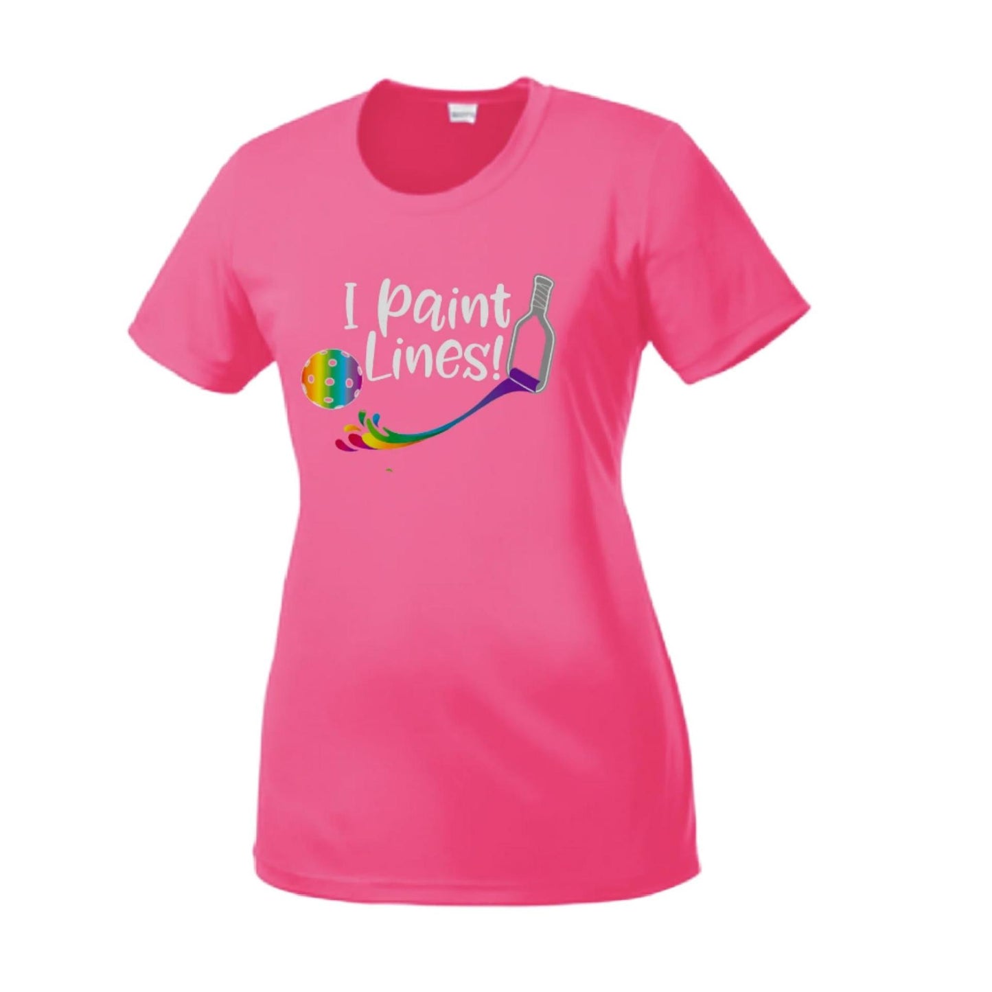 I Paint Pickleball Lines | Women’s Short Sleeve Crewneck Pickleball Performance T-Shirts | 100% Polyester
