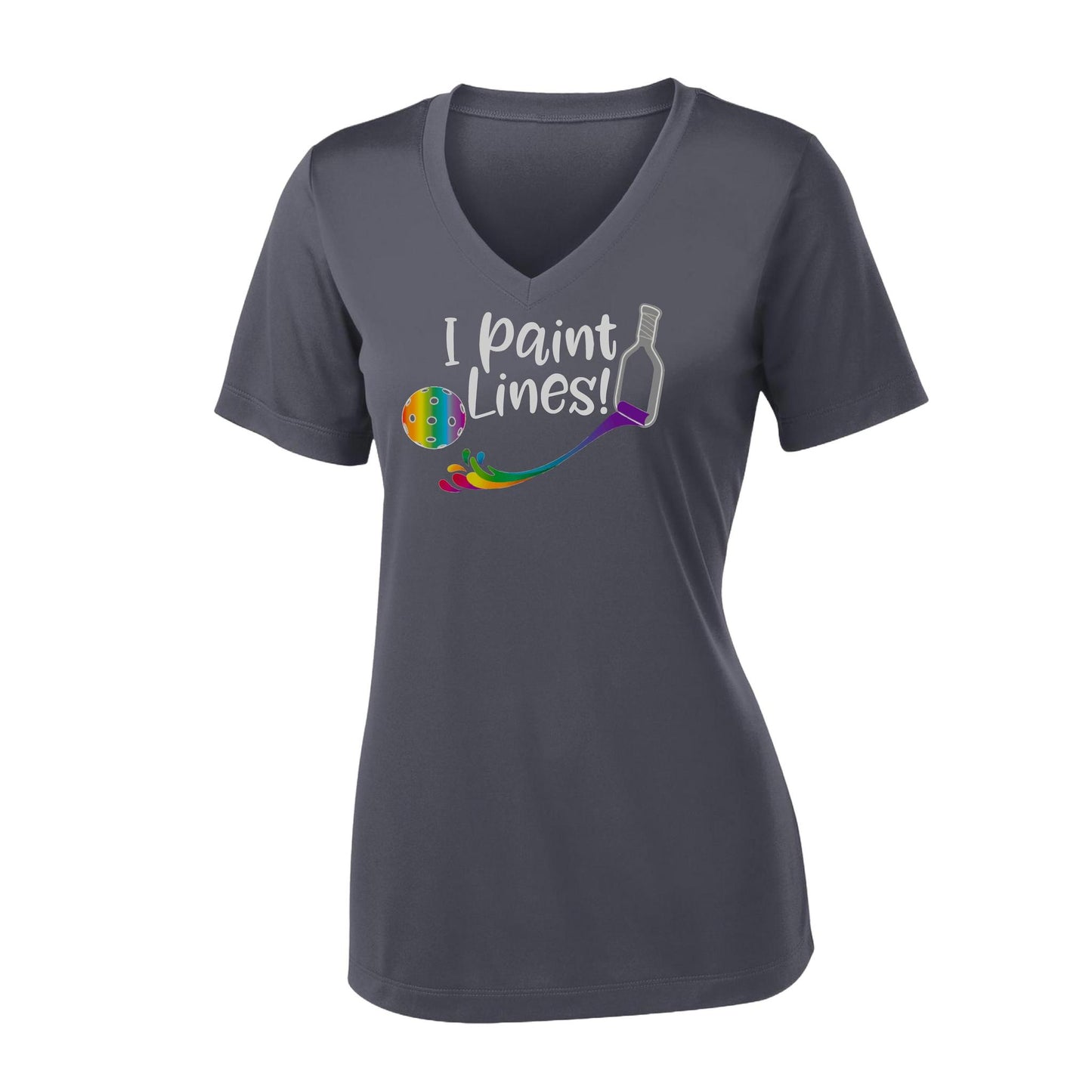 I Paint Pickleball Lines | Women's Short Sleeve V-Neck Pickleball Performance T-Shirts | 100% Polyester