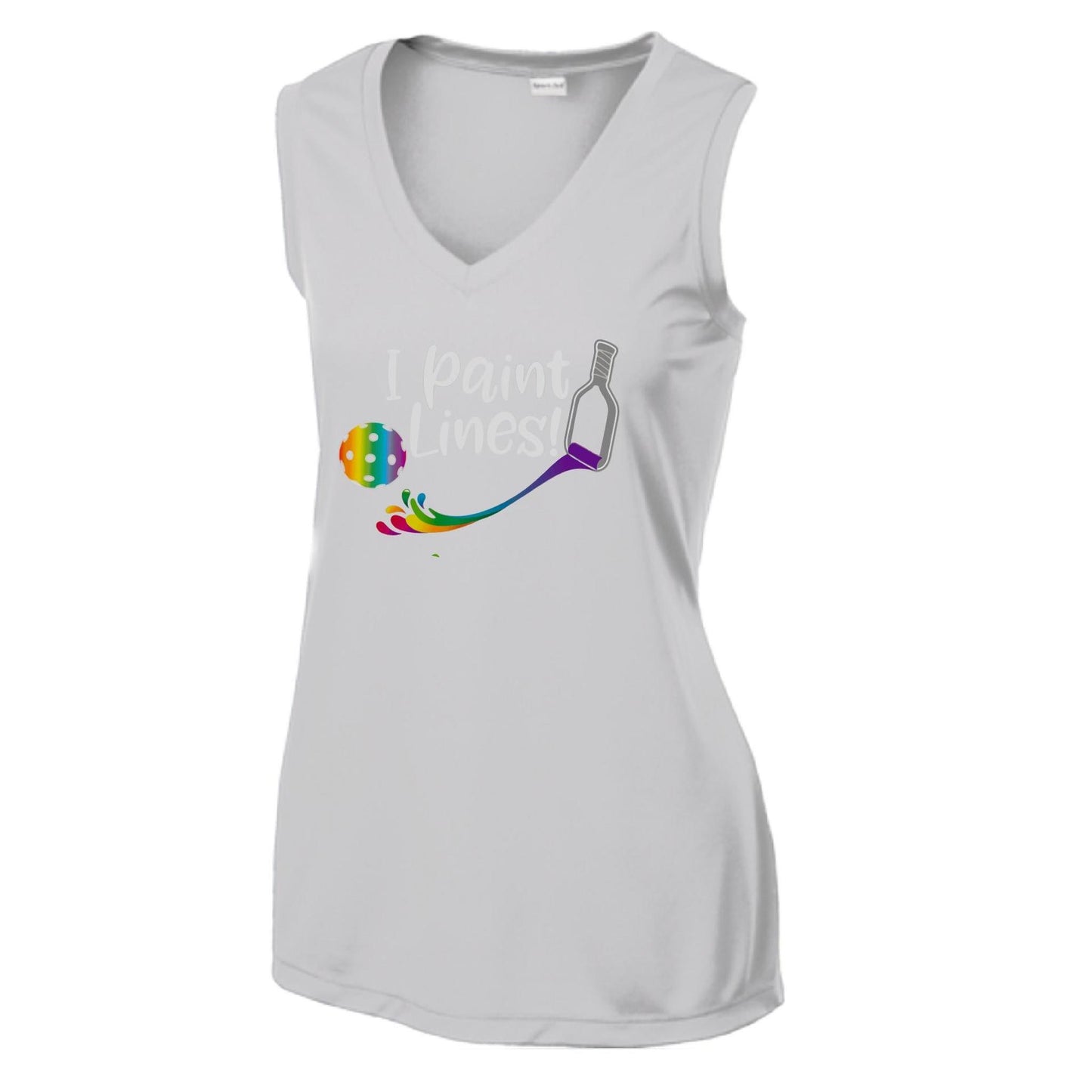 I Paint Pickleball Lines | Women’s Sleeveless Athletic Performance T-Shirt | 100% Polyester