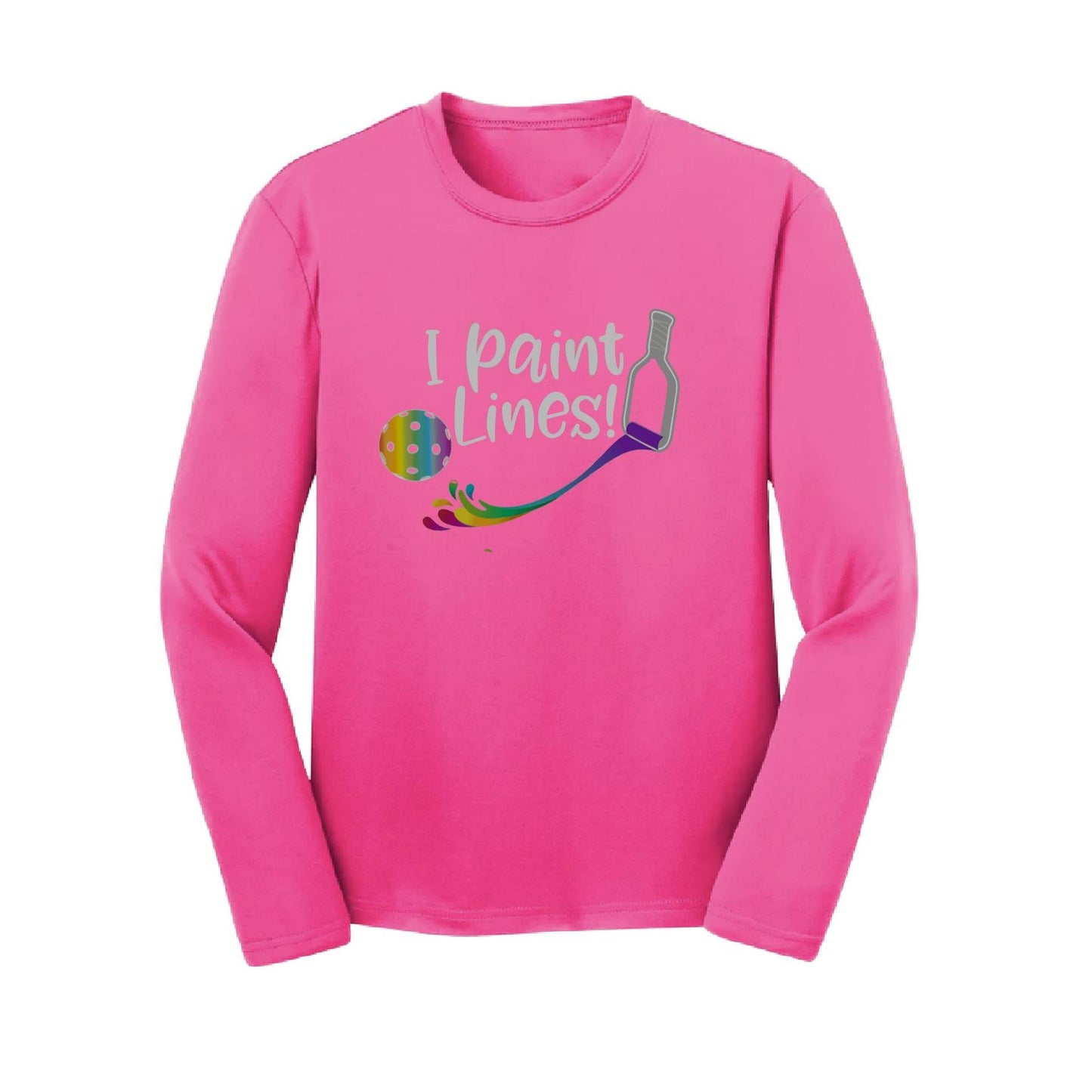 I Paint Pickleball Lines | Youth Long Sleeve Pickleball Performance T-Shirts | 100% Polyester