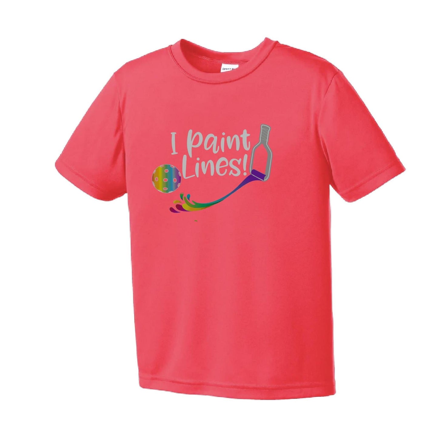 I Paint Pickleball Lines | Youth Short Sleeve Pickleball Performance T-Shirts | 100% Polyester