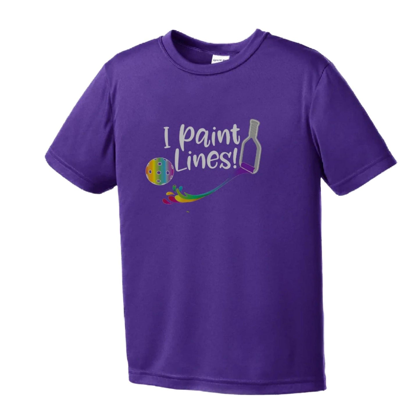 I Paint Pickleball Lines | Youth Short Sleeve Pickleball Performance T-Shirts | 100% Polyester