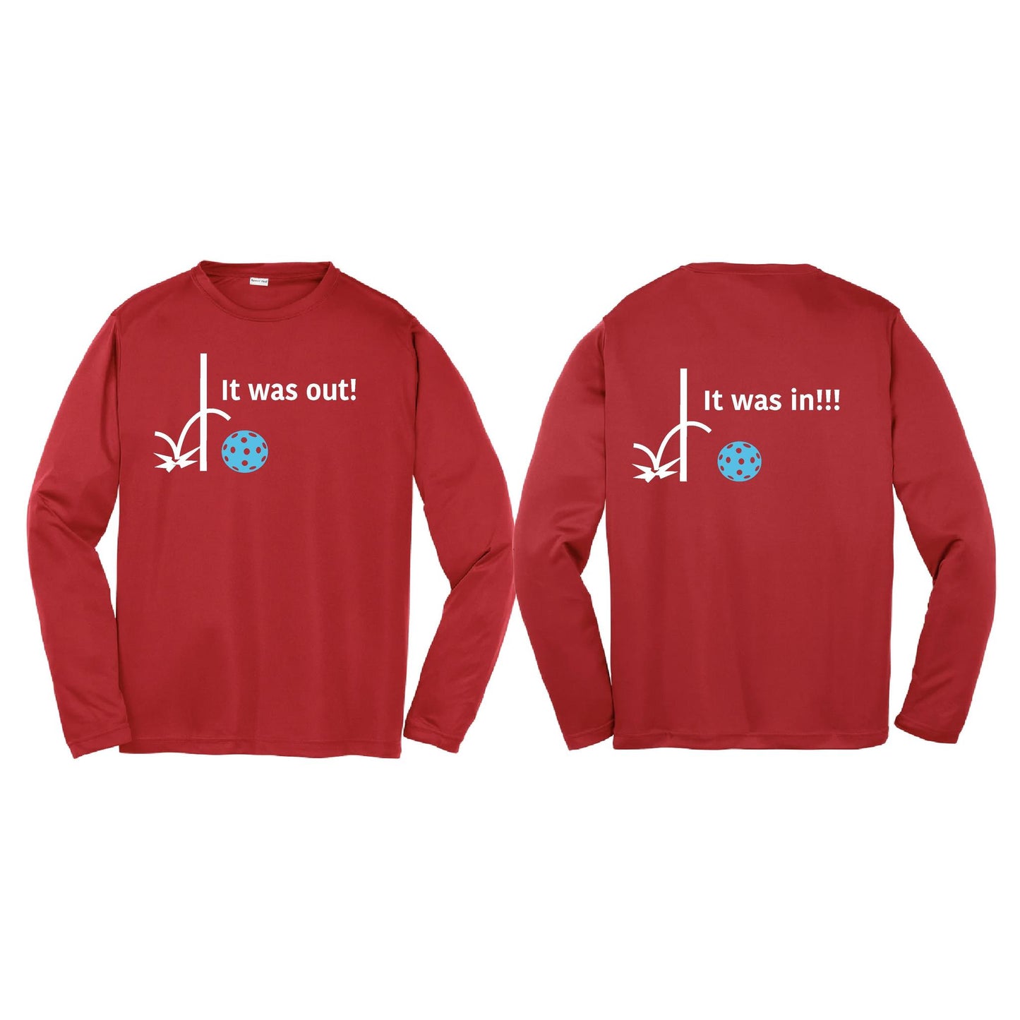 It Was Out! It Was In! (Pickleballs Cyan Green Orange) | Youth Long Sleeve Pickleball T-Shirts | 100% Polyester