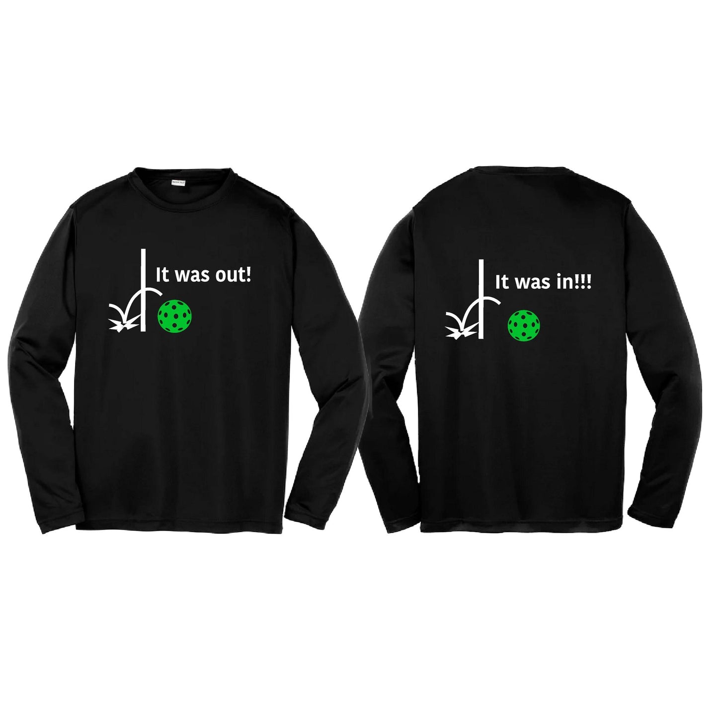 It Was Out! It Was In! (Pickleballs Cyan Green Orange) | Youth Long Sleeve Pickleball T-Shirts | 100% Polyester