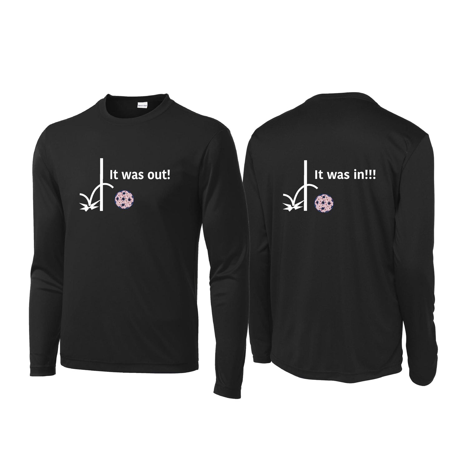 It Was Out! It Was In! (Pickleballs Patriotic Stars) | Men's 1/4 Zip Long Sleeve Pullover Athletic Performance Shirt | 100% Polyester