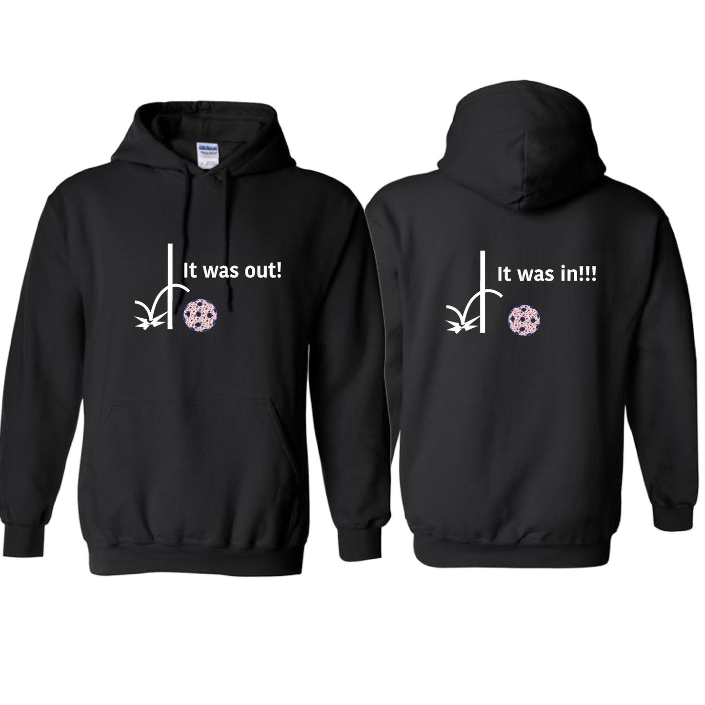It Was Out! It Was In! (Pickleballs Patriotic Stars) | Unisex Hoodie Athletic Sweatshirt | 50% Cotton/50% Polyester