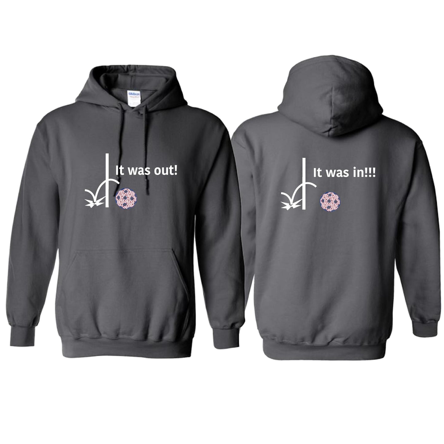 It Was Out! It Was In! (Pickleballs Patriotic Stars) | Unisex Hoodie Athletic Sweatshirt | 50% Cotton/50% Polyester