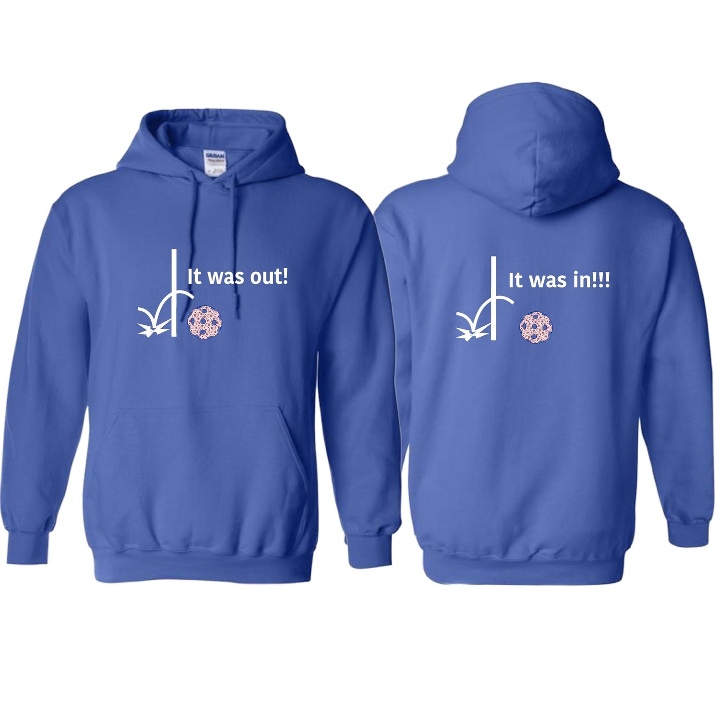 It Was Out! It Was In! (Pickleballs Patriotic Stars) | Unisex Hoodie Athletic Sweatshirt | 50% Cotton/50% Polyester