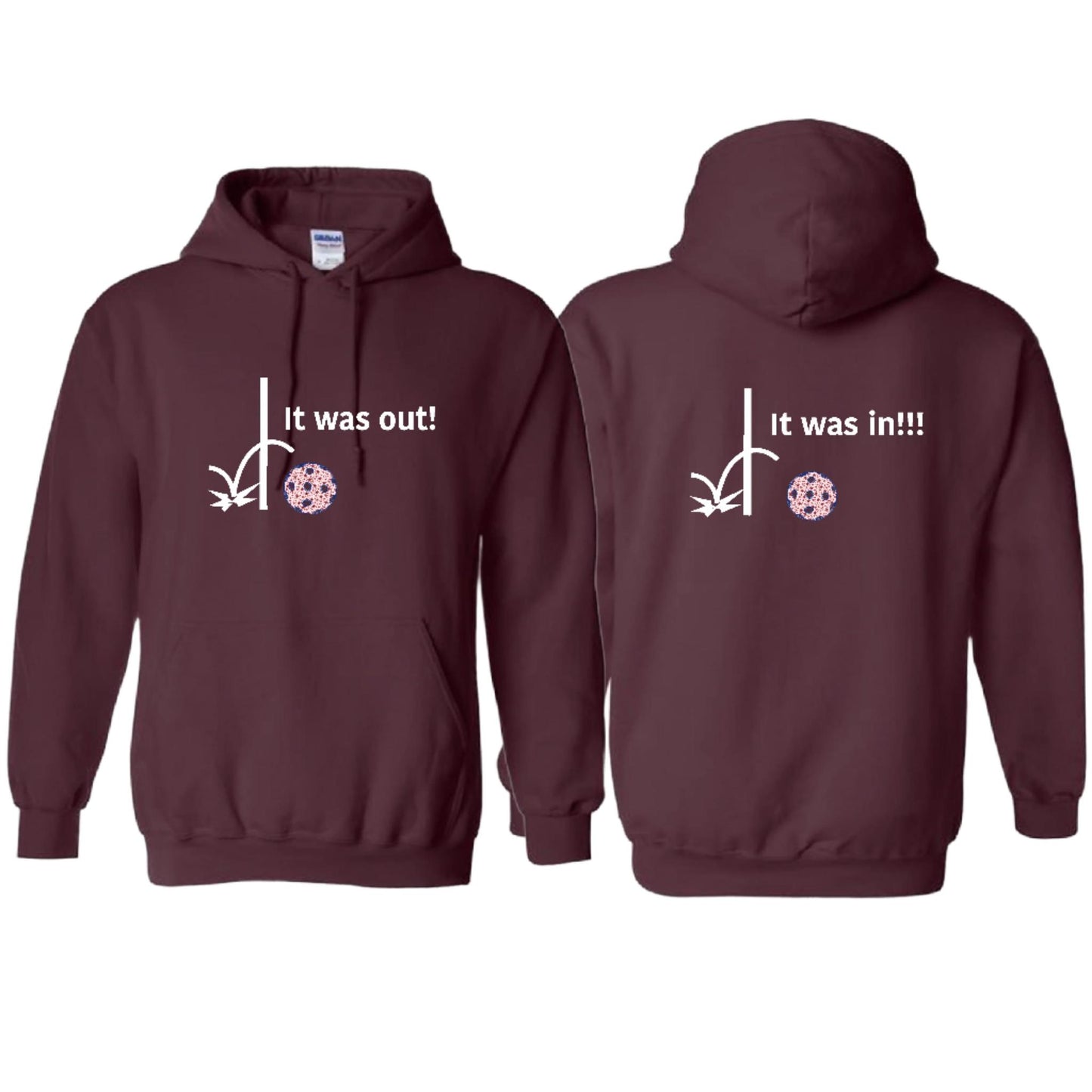It Was Out! It Was In! (Pickleballs Patriotic Stars) | Unisex Hoodie Athletic Sweatshirt | 50% Cotton/50% Polyester