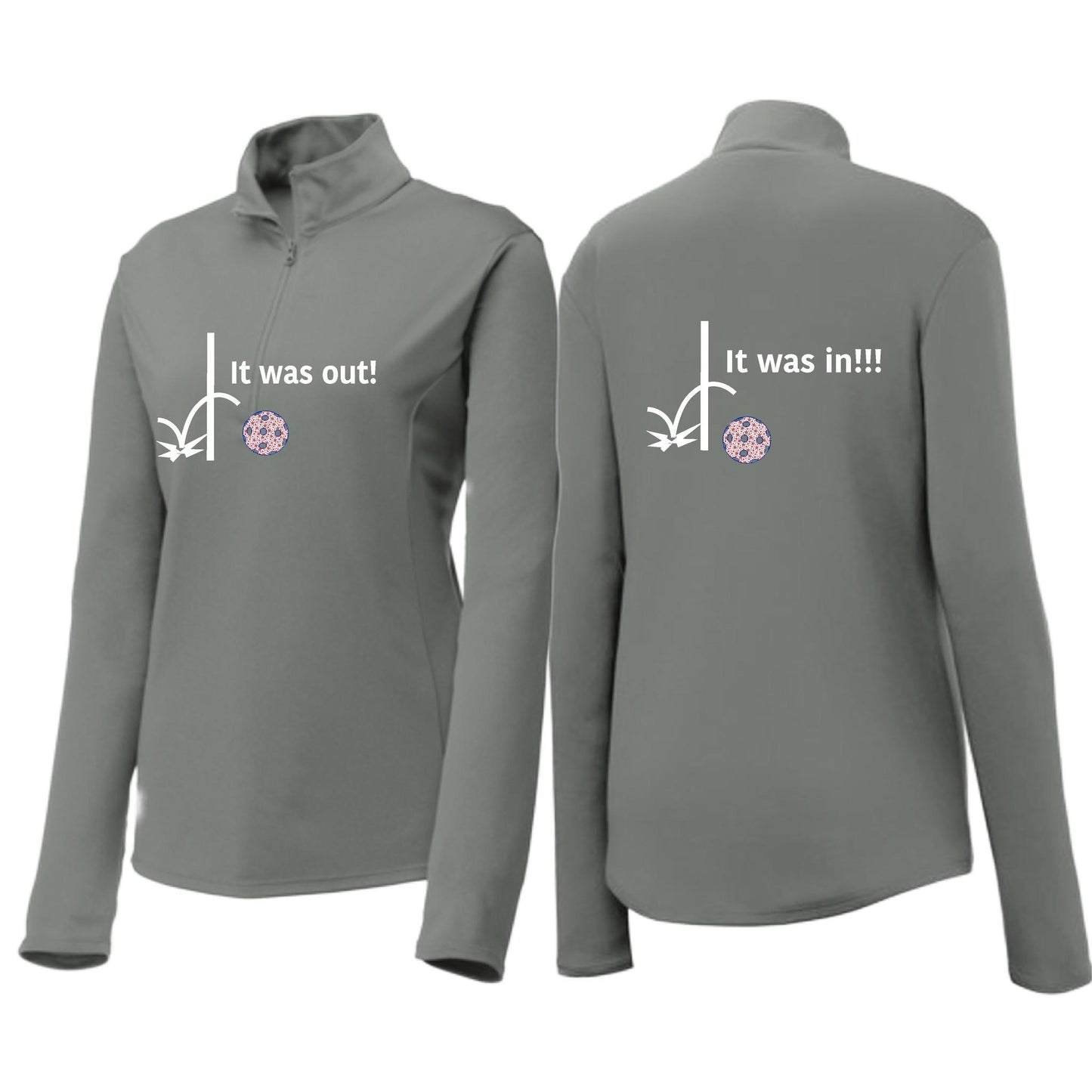 It Was Out! It Was In! (Pickleballs Patriotic Stars) | Women's 1/4 Zip Pickleball Performance Pullover Shirt | 100% Polyester