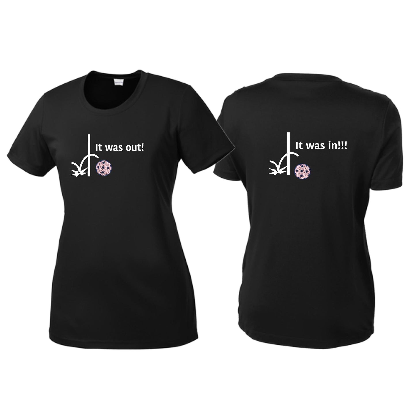 It Was Out! It Was In! (Pickleballs Patriotic Stars) | Women’s Short Sleeve Crewneck Pickleball T-Shirts | 100% Polyester