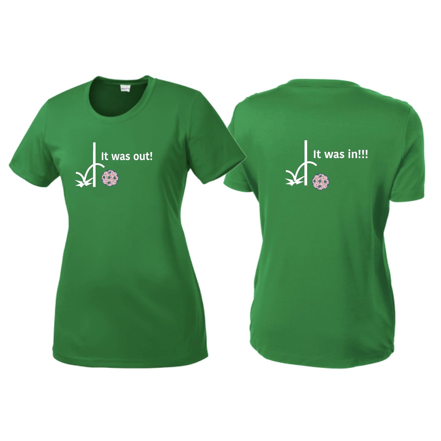 It Was Out! It Was In! (Pickleballs Patriotic Stars) | Women’s Short Sleeve Crewneck Pickleball T-Shirts | 100% Polyester