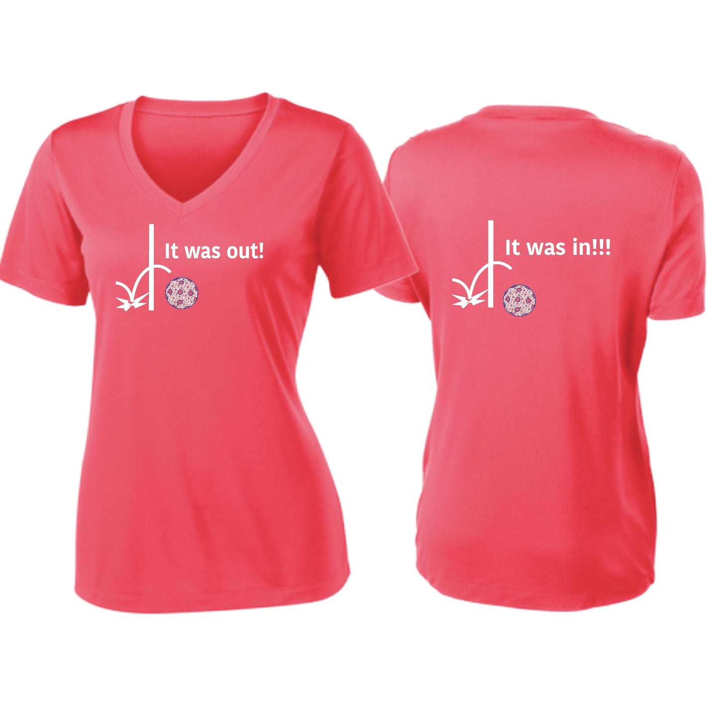 It Was Out! It Was In! (Pickleballs Patriotic Stars) | Women's Short Sleeve V-Neck Pickleball T-Shirts | 100% Polyester