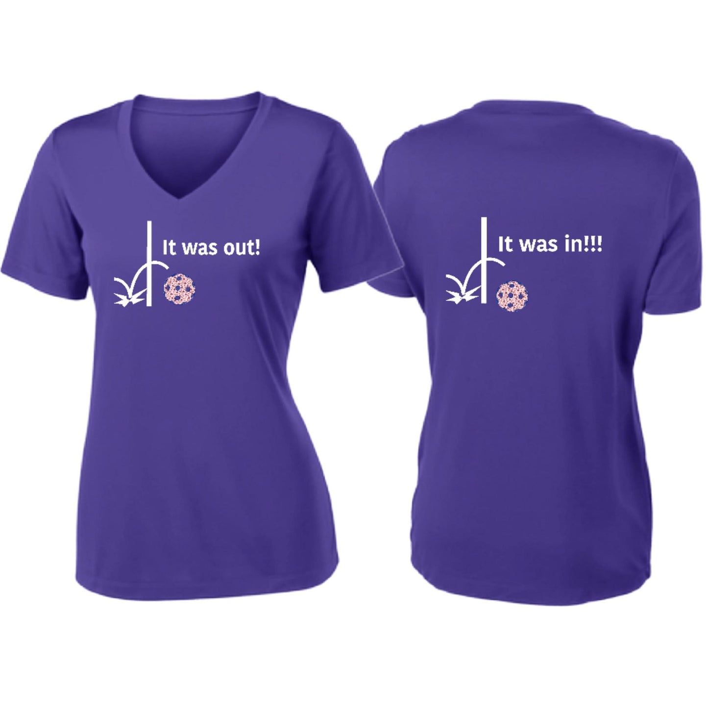It Was Out! It Was In! (Pickleballs Patriotic Stars) | Women's Short Sleeve V-Neck Pickleball T-Shirts | 100% Polyester