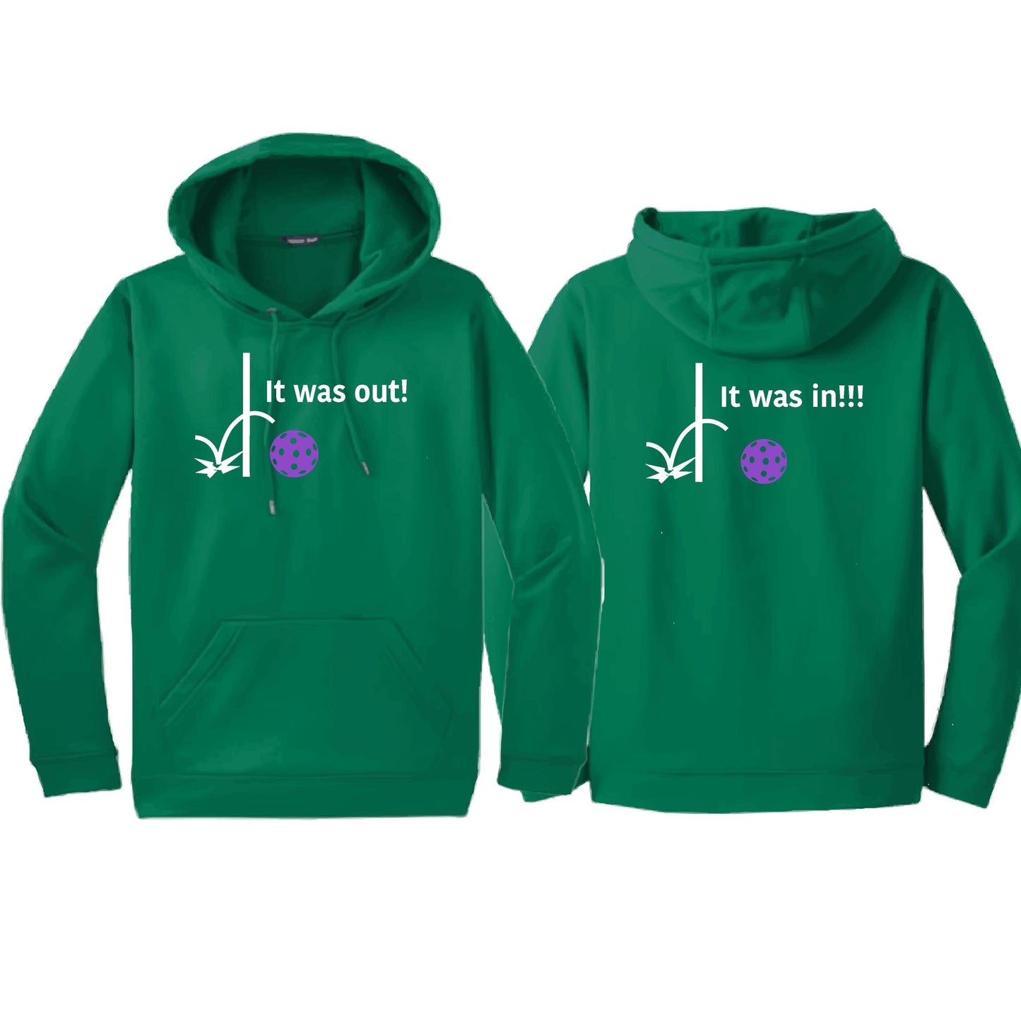 It Was Out! It Was In! (Pickleballs Pink Purple Rainbow) | Unisex Hoodie Athletic Sweatshirt | 50% Cotton/50% Polyester