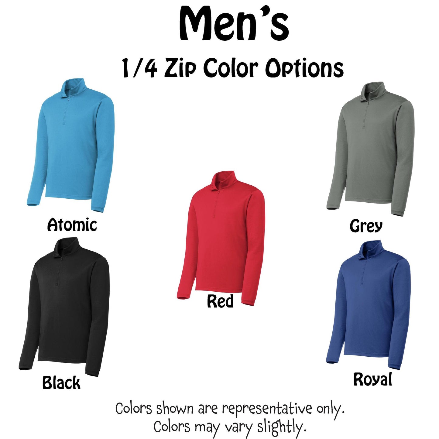 It Was Out! It Was In! (Pickleballs Red White Yellow) | Men's 1/4 Zip Long Sleeve Pullover Athletic Performance Shirt | 100% Polyester