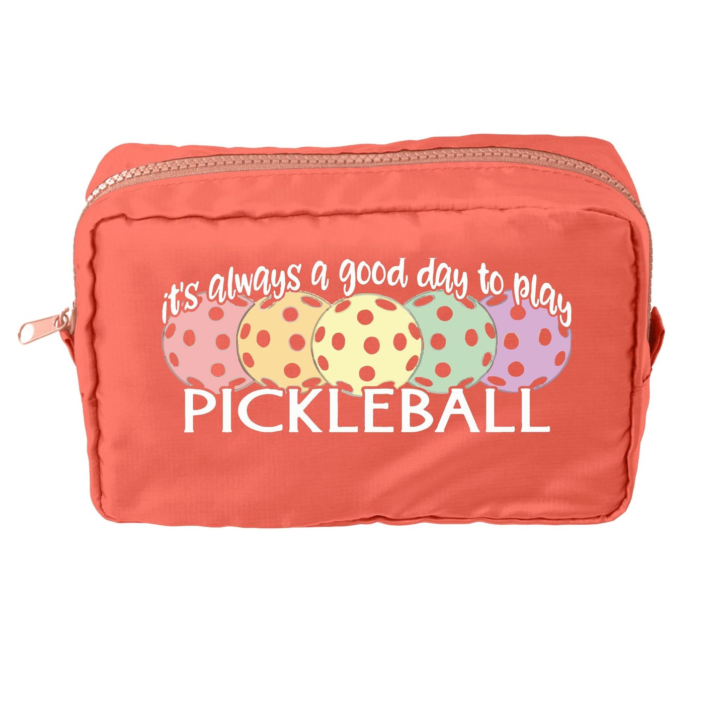 It's Always a Good Day to Play Pickleball | Pickleball Dimensional Cosmetic Pouch Bag | Small Size Court Dimensional Bag