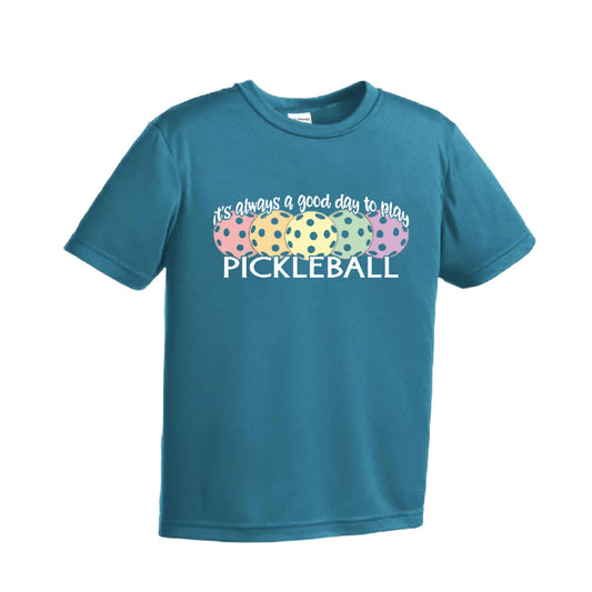 It's Always a Good Day to Play Pickleball | Youth Short Sleeve Pickleball T-Shirts | 100% Polyester